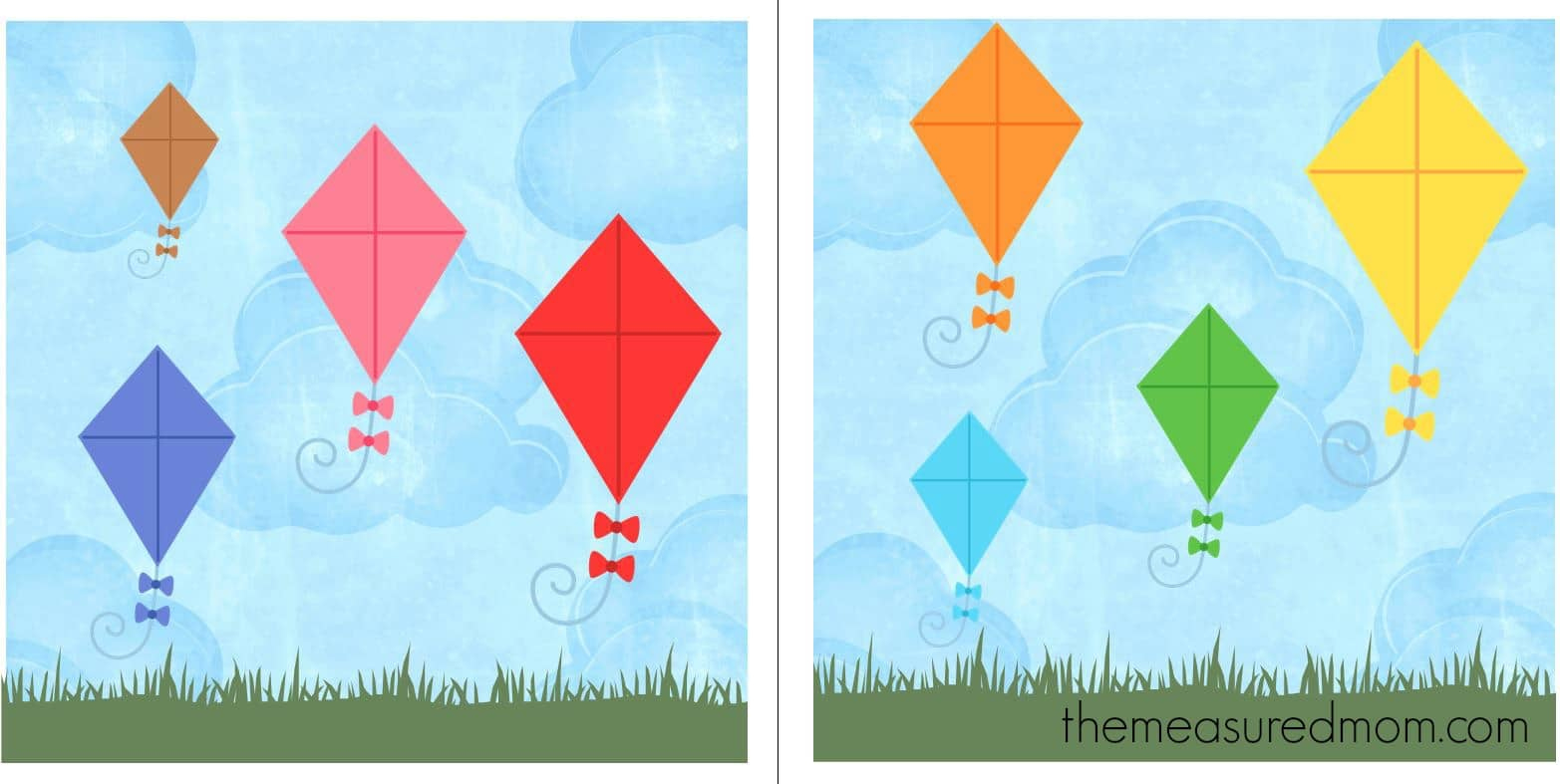 Free File Folder Game For Preschoolers: Kites! - The Measured Mom with Free Printable File Folder Games