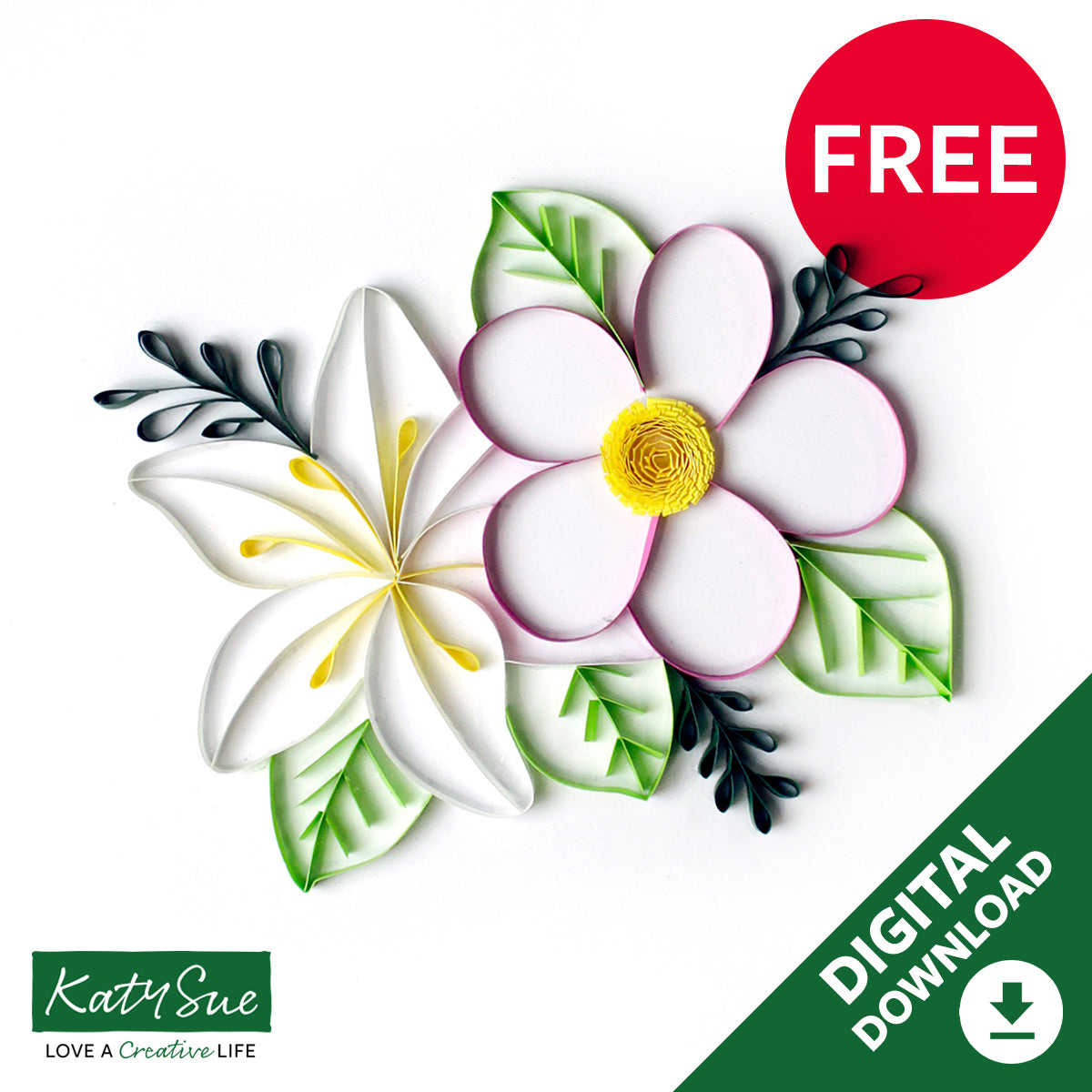 Free Floral Digital Quilling Template — Katy Sue Designs in Free Printable Quilling Patterns