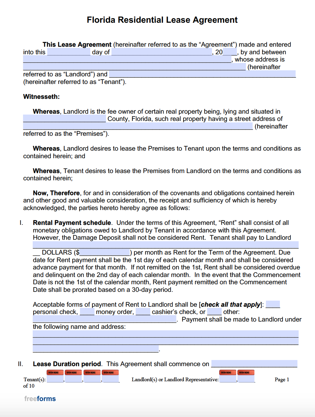 Free Florida Rental Lease Agreement Templates | Pdf | Word for Free Printable Florida Residential Lease Agreement