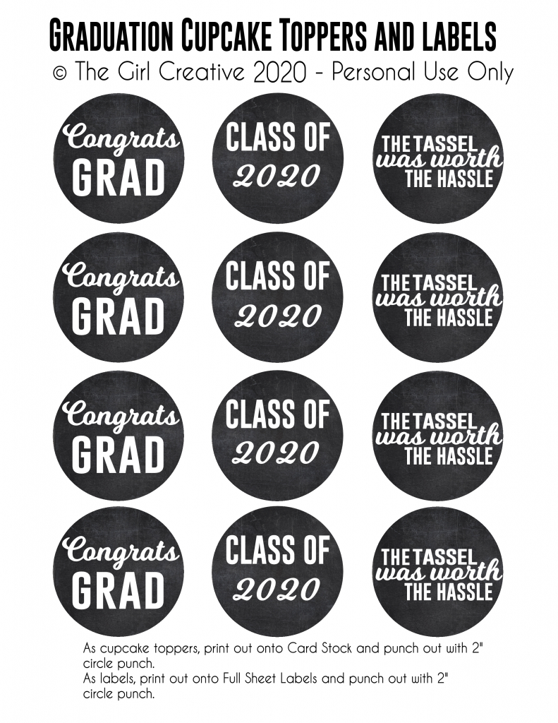 Free Graduation Printables For Class Of 2020 - The Girl Creative with regard to Free Printable Graduation Cupcake Toppers