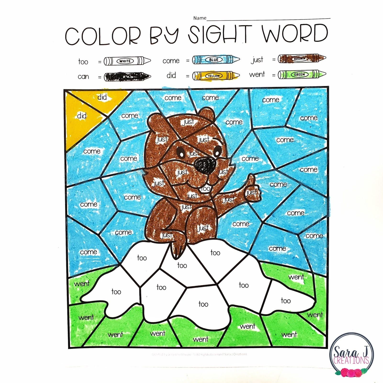 Free Groundhog Day Colorsight Word Activities | Sara J Creations regarding Groundhog Day Coloring Pages Free Printable