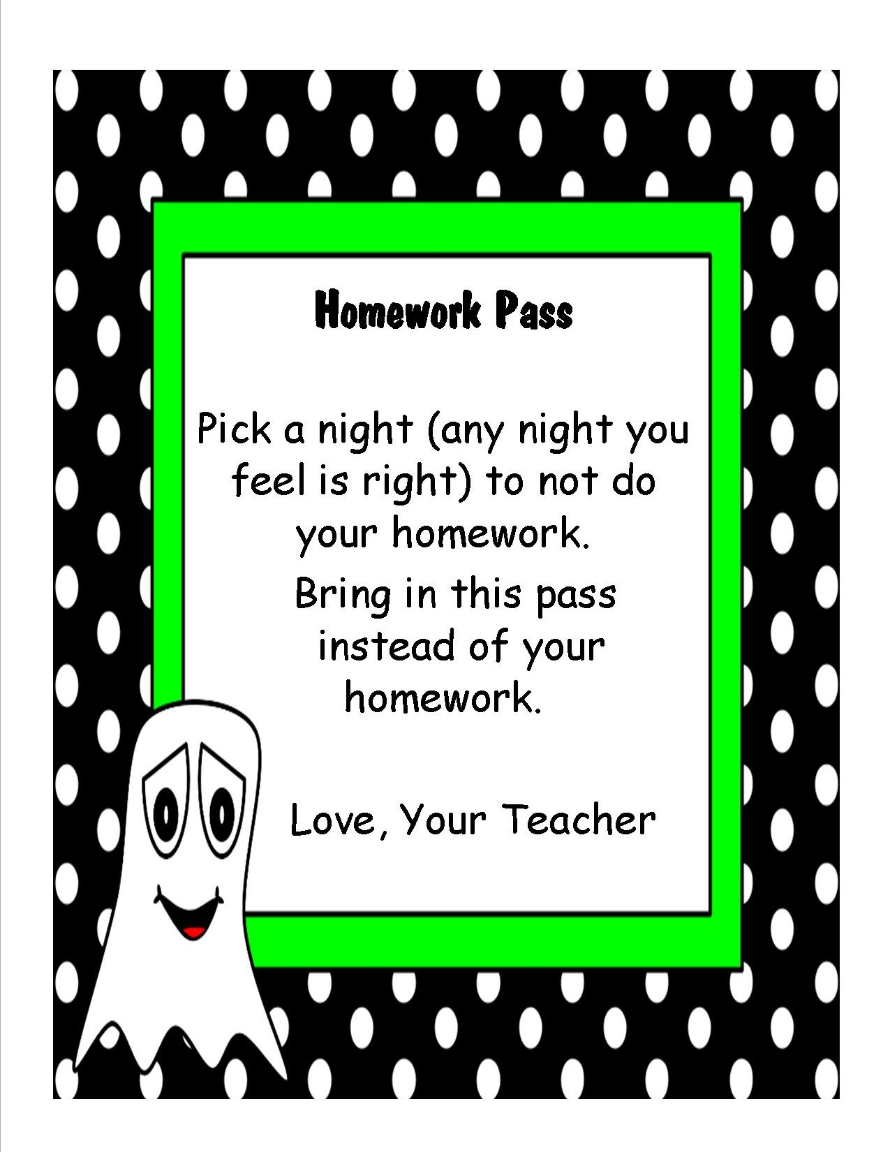 Free Halloween Treat Toppers And Homework Pass – Teaching Heart Blog throughout Free Printable Halloween Homework Pass