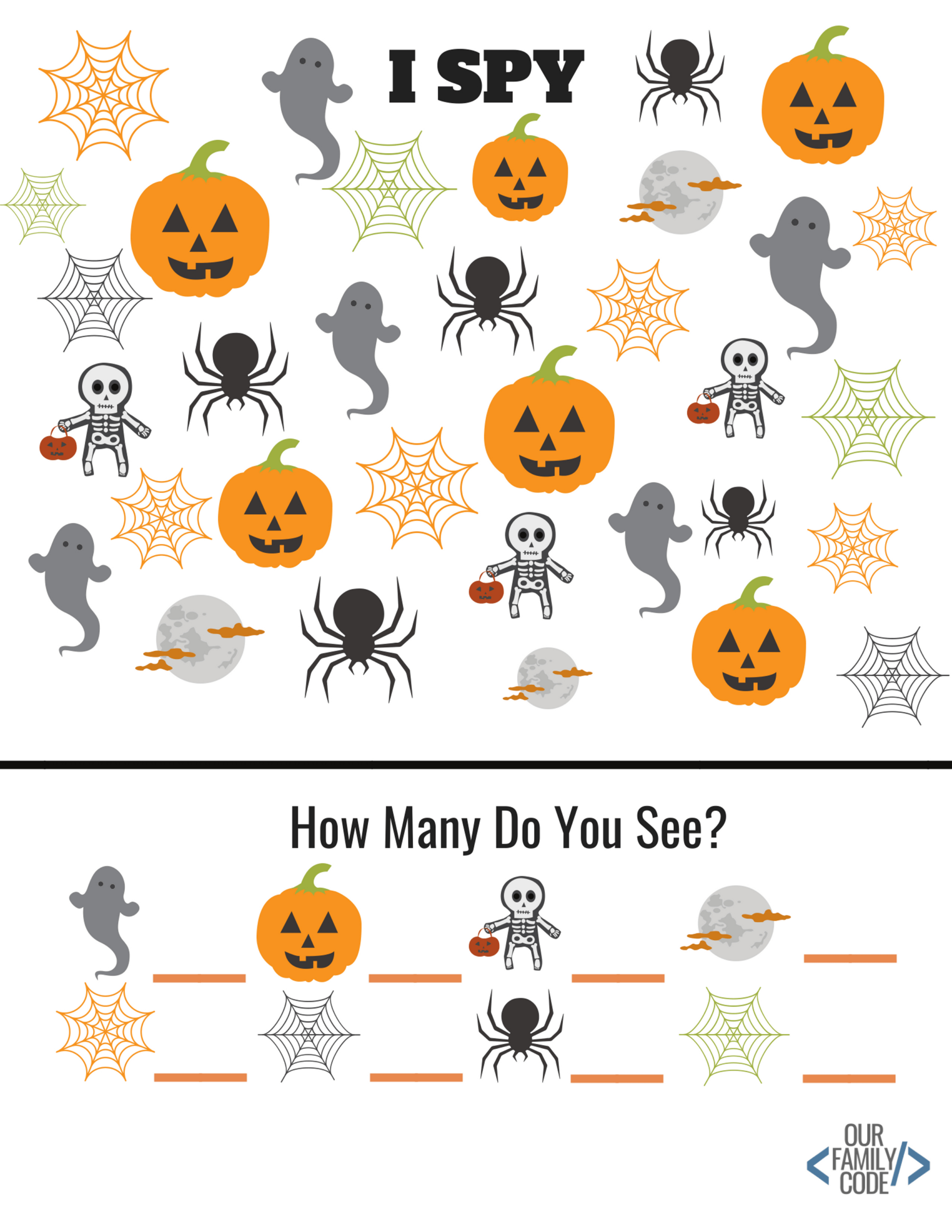 Free Halloween Worksheets For Kids! - Our Family Code regarding Free Printable Halloween Worksheets