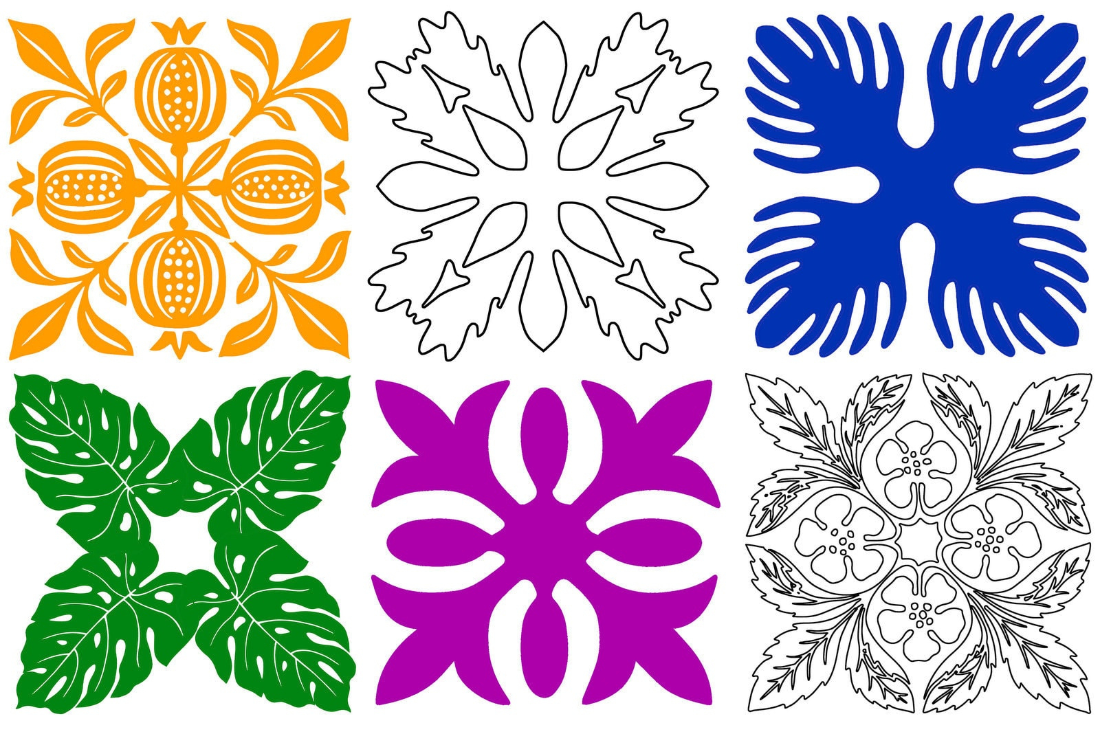 Free Hawaiian Quilt Patterns To Applique Or Stencil, At with Free Printable Quilting Stencils