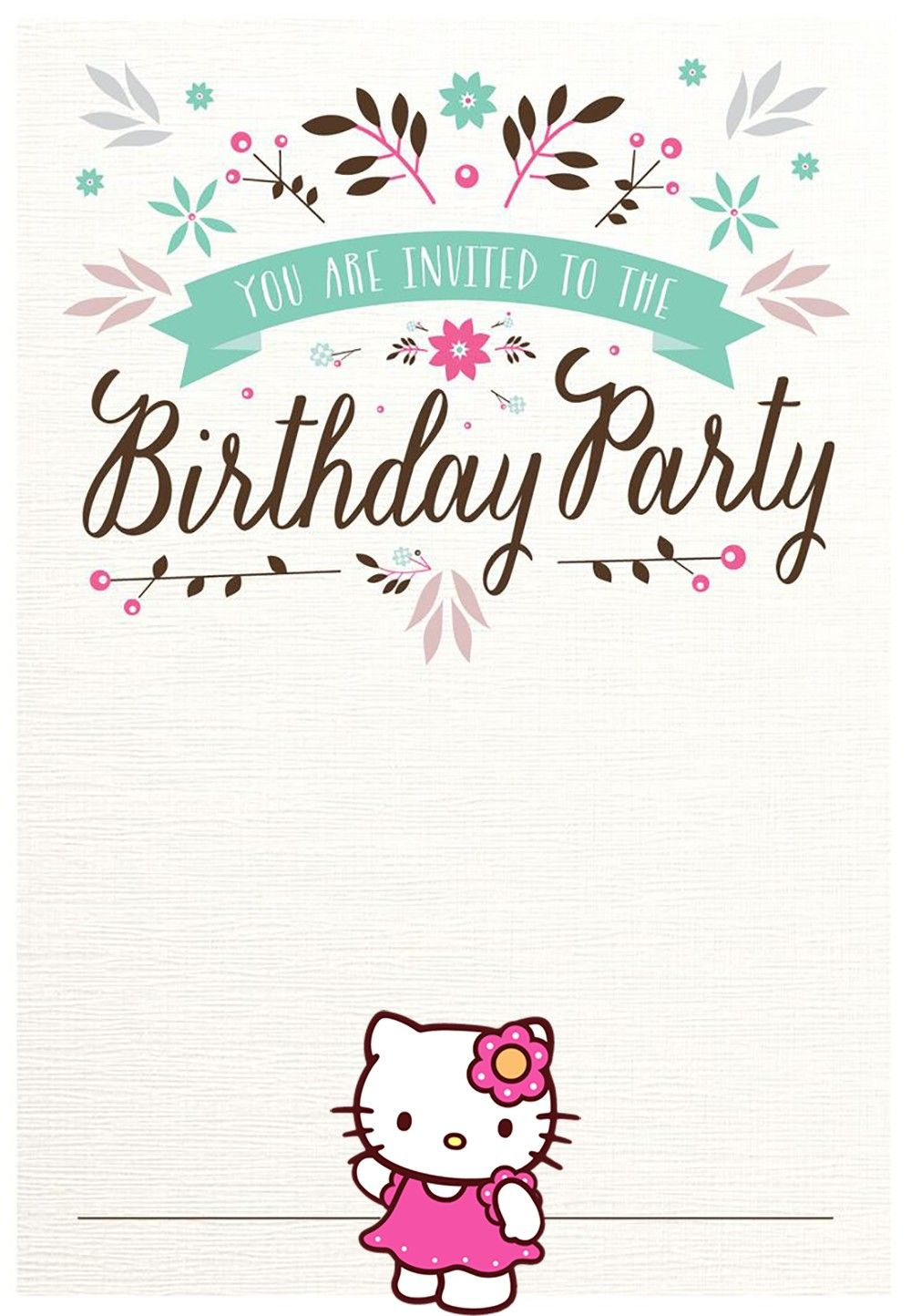 Free Hello Kitty Birthday Party Invitation | Hello Kitty Birthday for Hello Kitty Birthday Card Printable Free