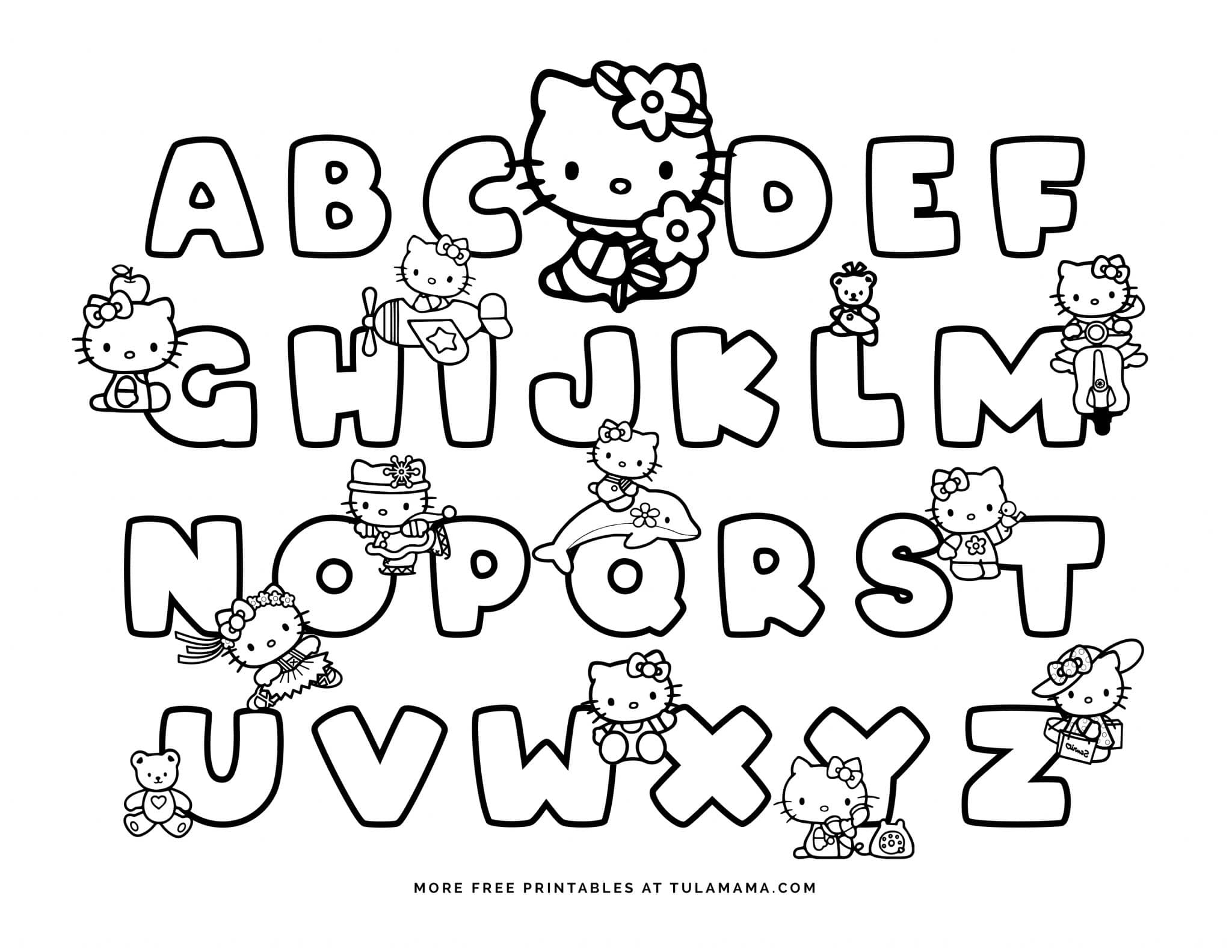 Free Hello Kitty Printables And Abc Coloring Pages - Tulamama throughout Free Printable Hello Kitty Alphabet Letters