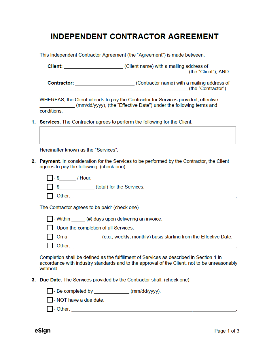 Free Independent Contractor Agreement Templates (8) | Pdf | Word inside Free Printable Independent Contractor Agreement