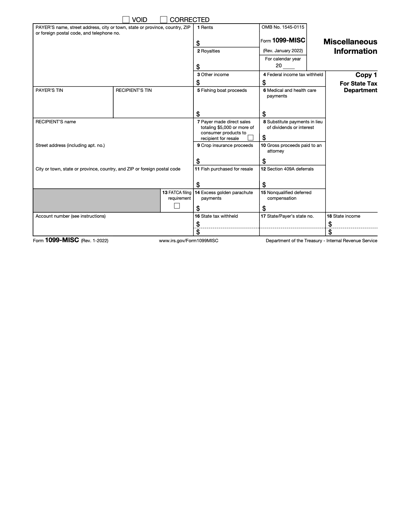 Free Irs Form 1099-Misc - Pdf – Eforms pertaining to Free Printable 1099 Misc Forms