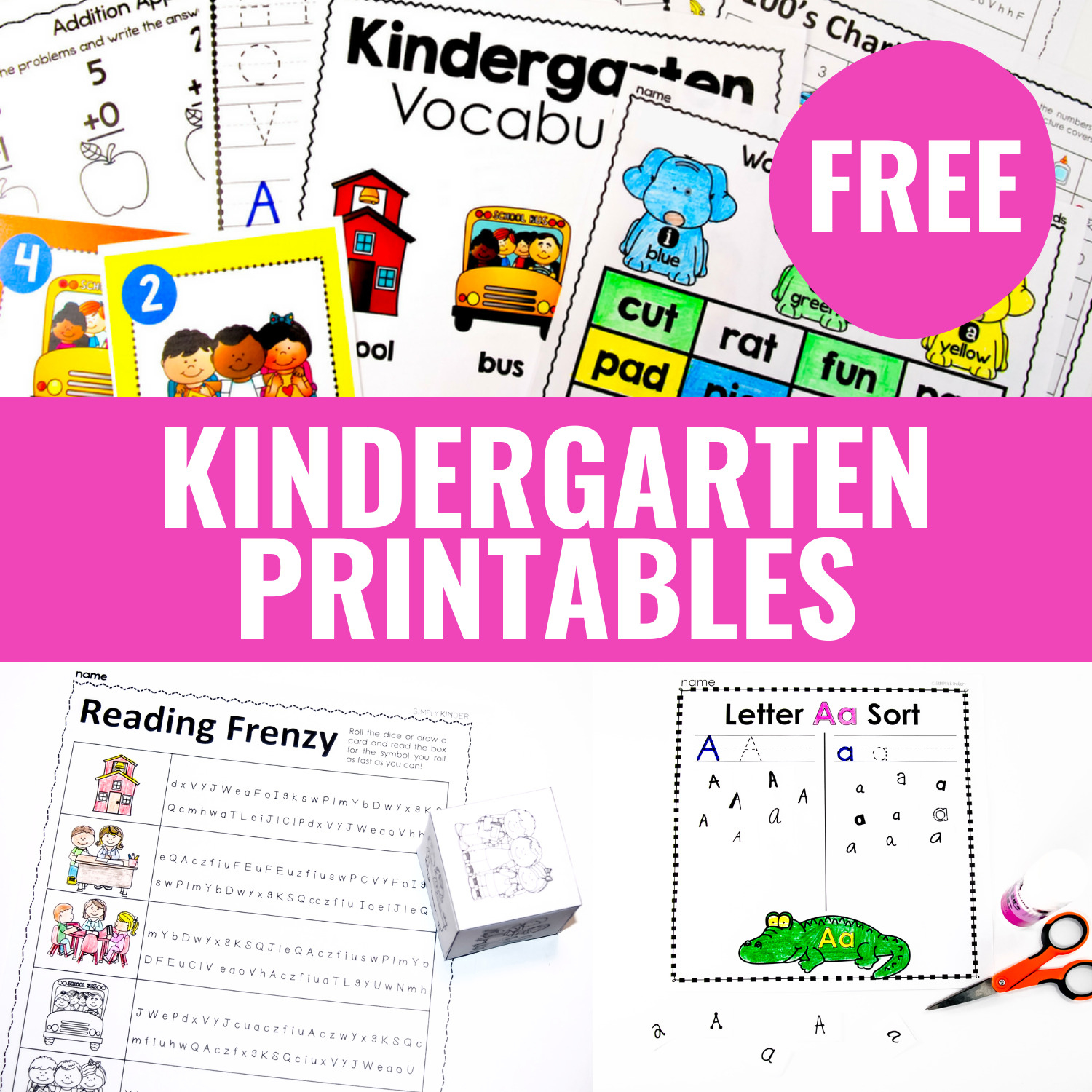 Free Kindergarten Activities And Worksheets - Simply Kinder within Free Printables for Kindergarten