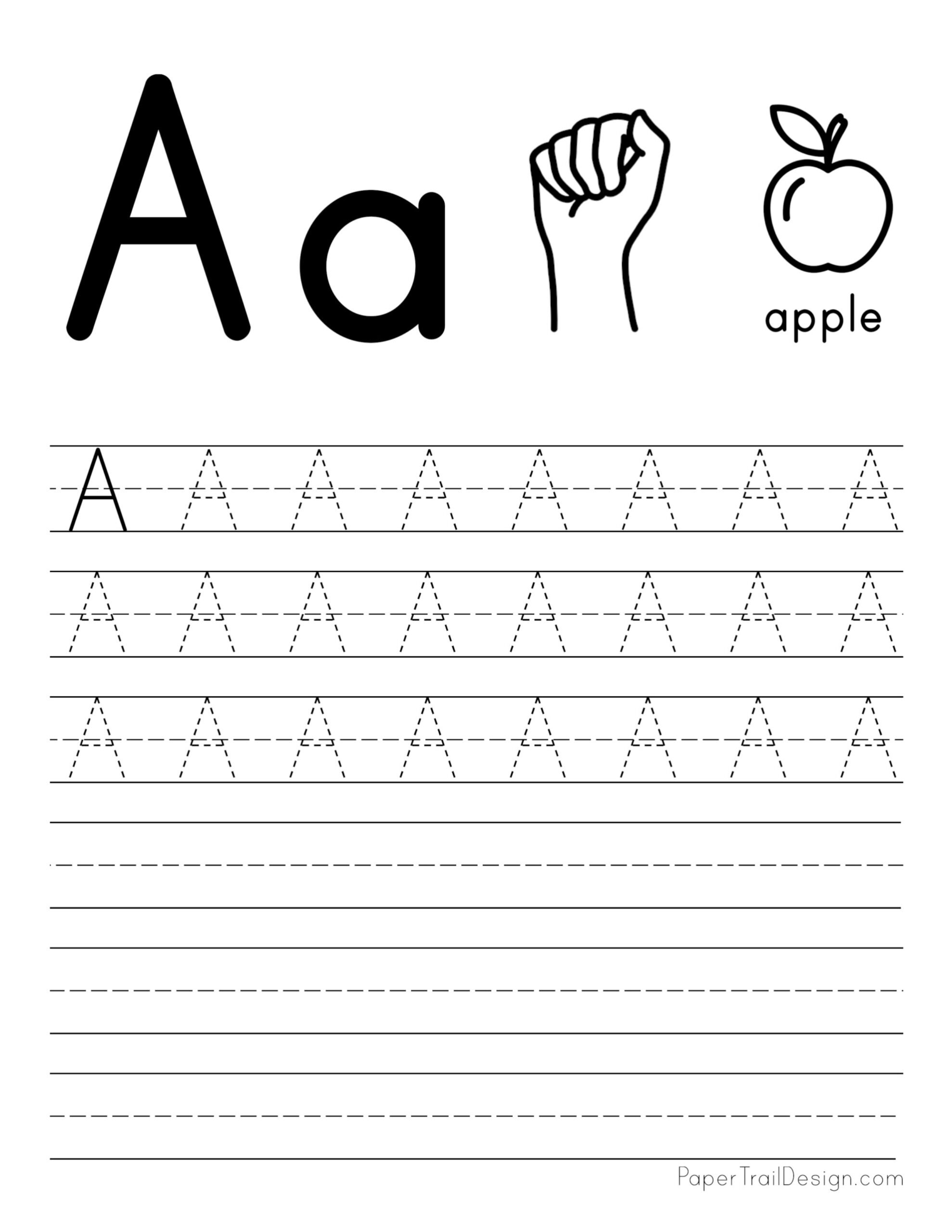 Free Letter Tracing Worksheets - Paper Trail Design throughout Free Printable Tracing Alphabet Worksheets