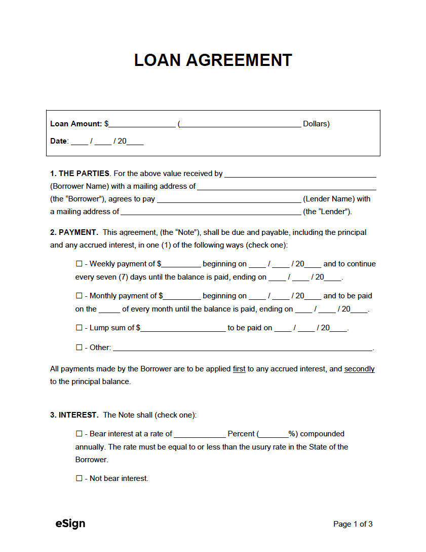 Free Loan Agreement Template | Pdf | Word for Free Printable Loan Agreement Form