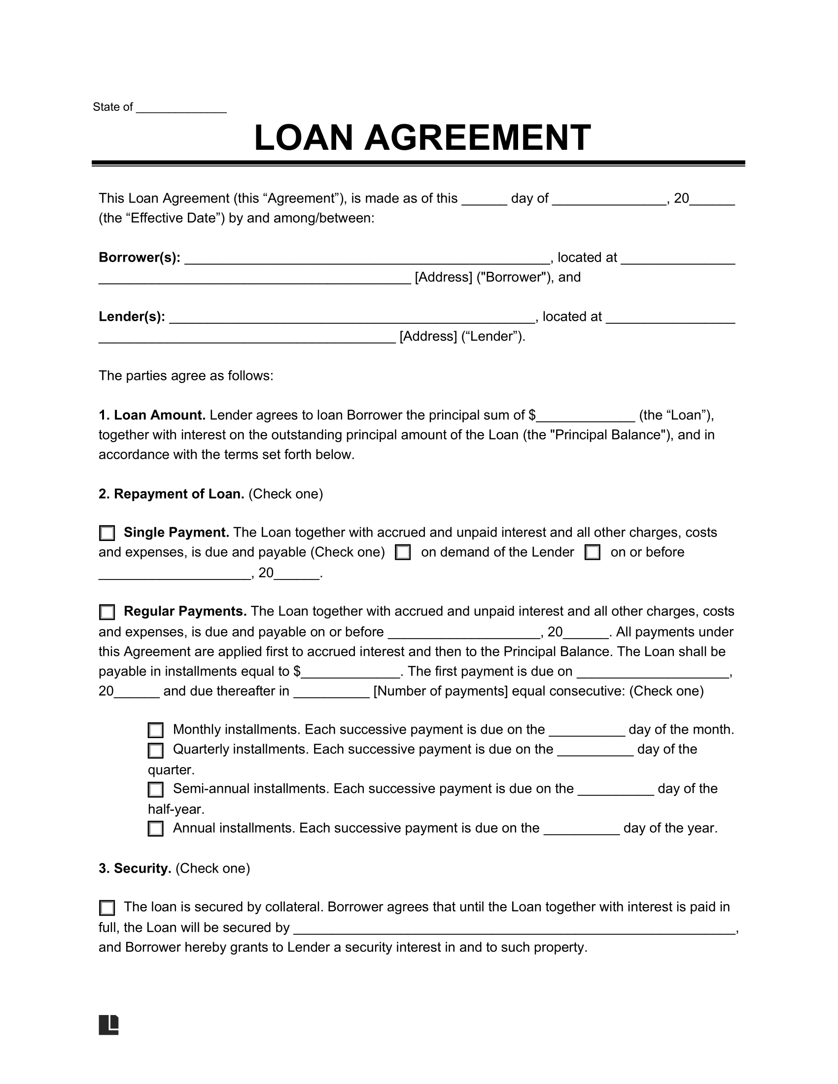 Free Loan Agreement Templates | Pdf &amp;amp; Word intended for Free Printable Loan Forms