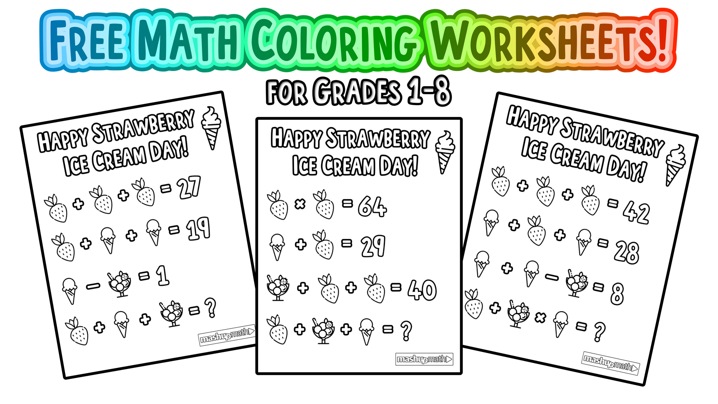 Free Math Coloring Pages For Grades 1-8 — Mashup Math for Free Printable Math Coloring Sheets