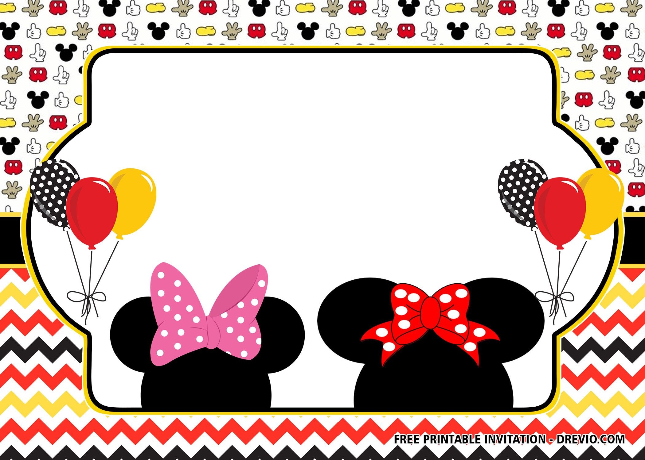 Free Mickey And Minnie Mouse Combined Birthday Invitation pertaining to Free Printable Mickey and Minnie Mouse Invitations