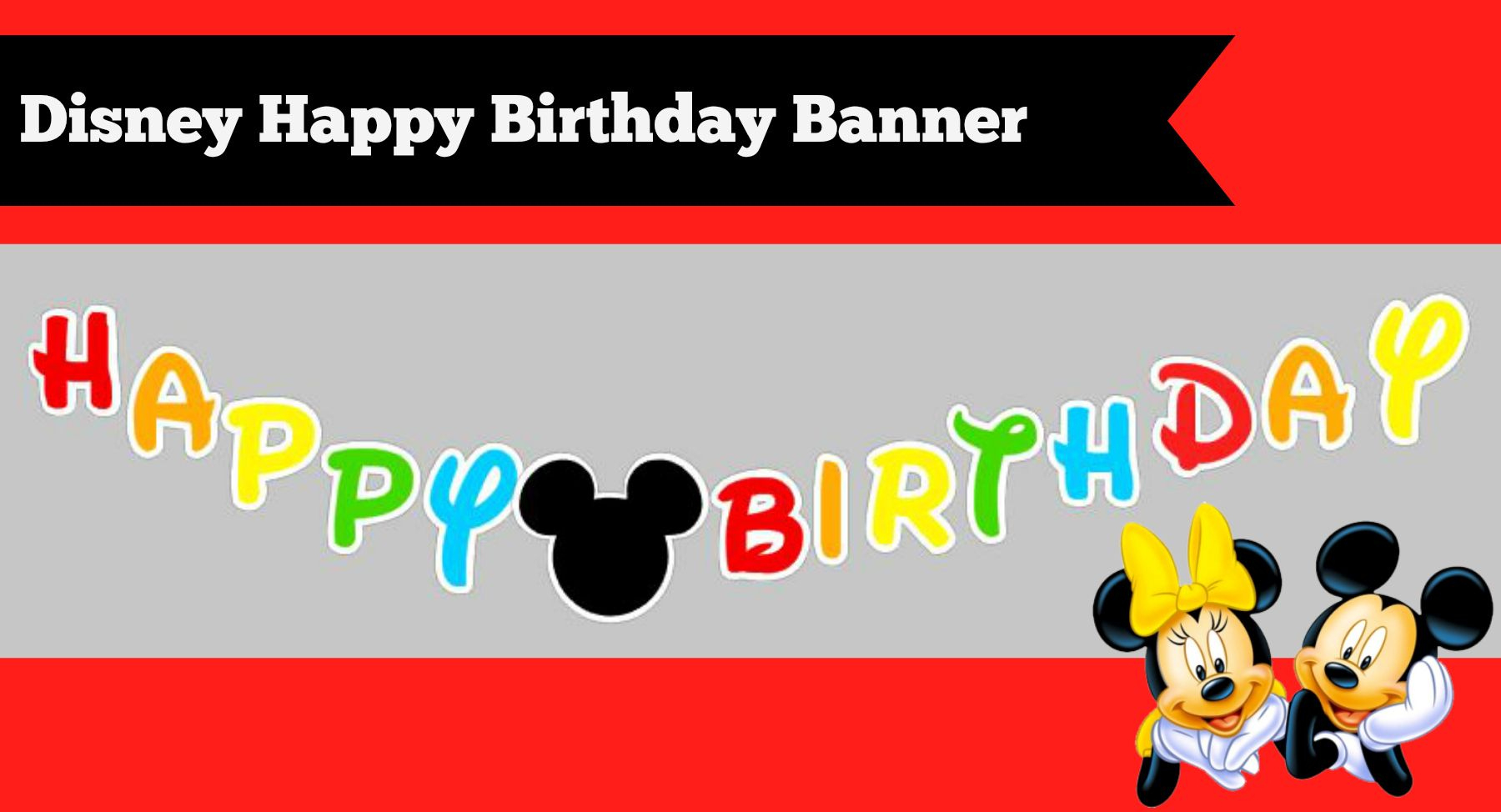 Free Mickey Mouse Happy Birthday Banner | Ellierosepartydesigns with Free Printable Mickey Mouse Birthday Banner