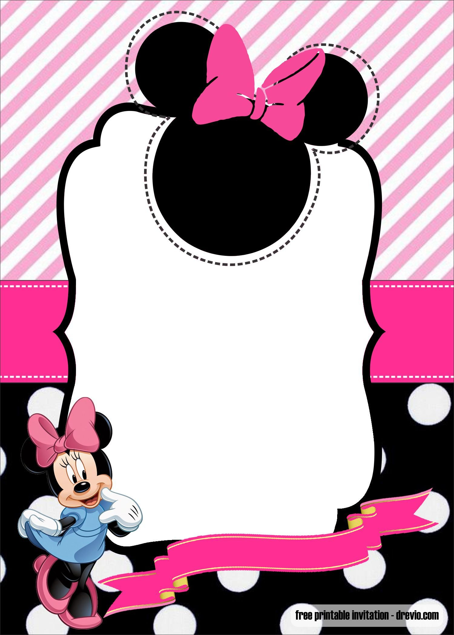 Free Minnie Mouse 1St Birthday Invitation Template | Minnie Mouse in Free Printable Minnie Mouse Invitations