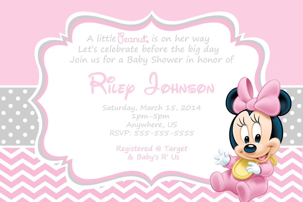 Free Minnie Mouse Baby Shower Invitation Template regarding Free Printable Minnie Mouse Baby Shower Invitations