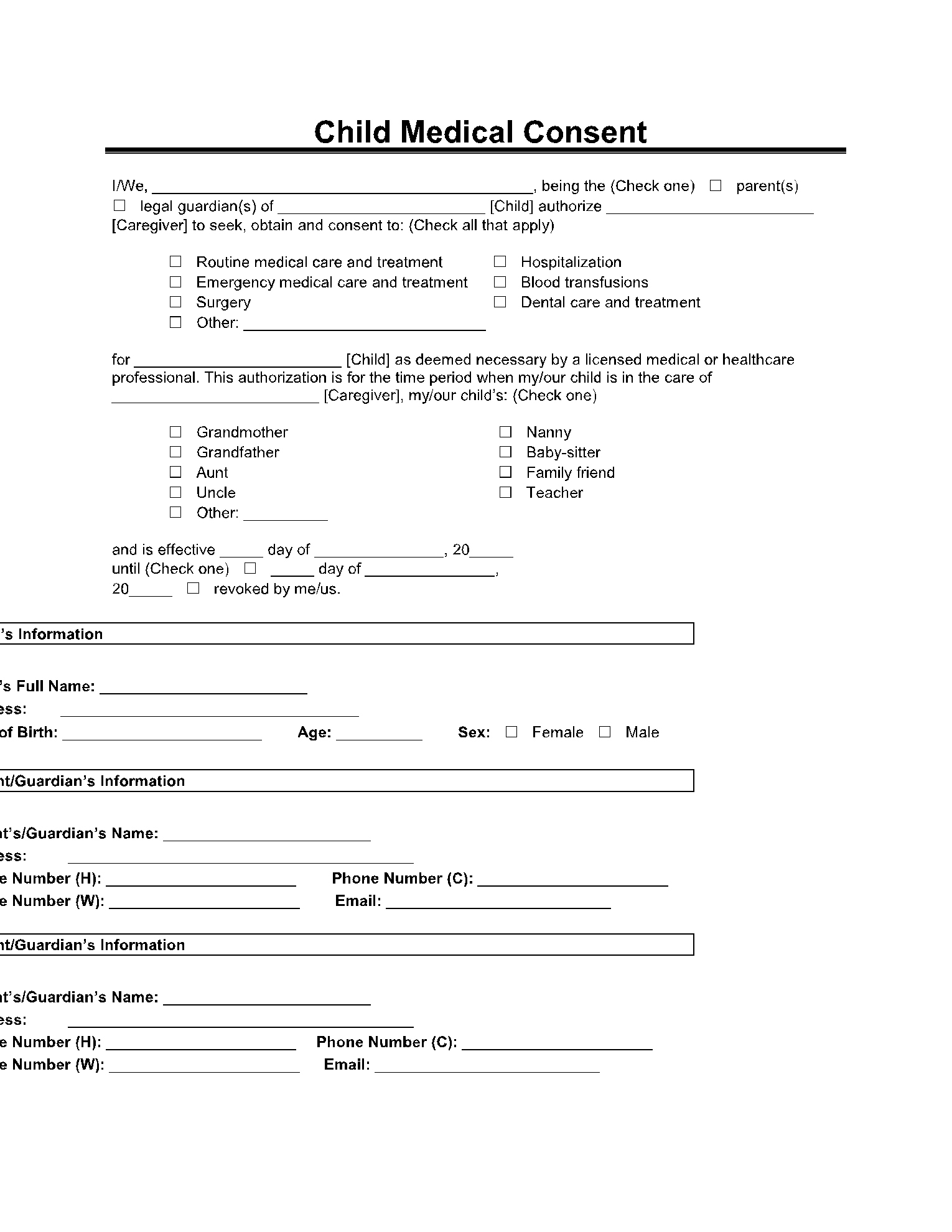 Free Minor (Child) Medical Consent Form Template | Cocosign throughout Free Printable Child Medical Consent Form