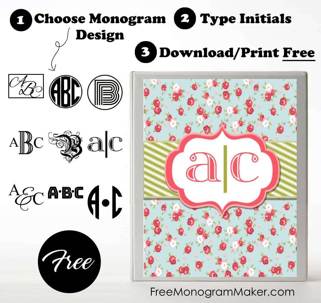 Free Monogram Binder Cover | Customize Online | Instant Download intended for Free Printable Monogram Binder Covers