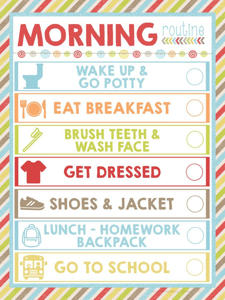 Free Morning Routine Printable for Free Printable Morning Routine Chart