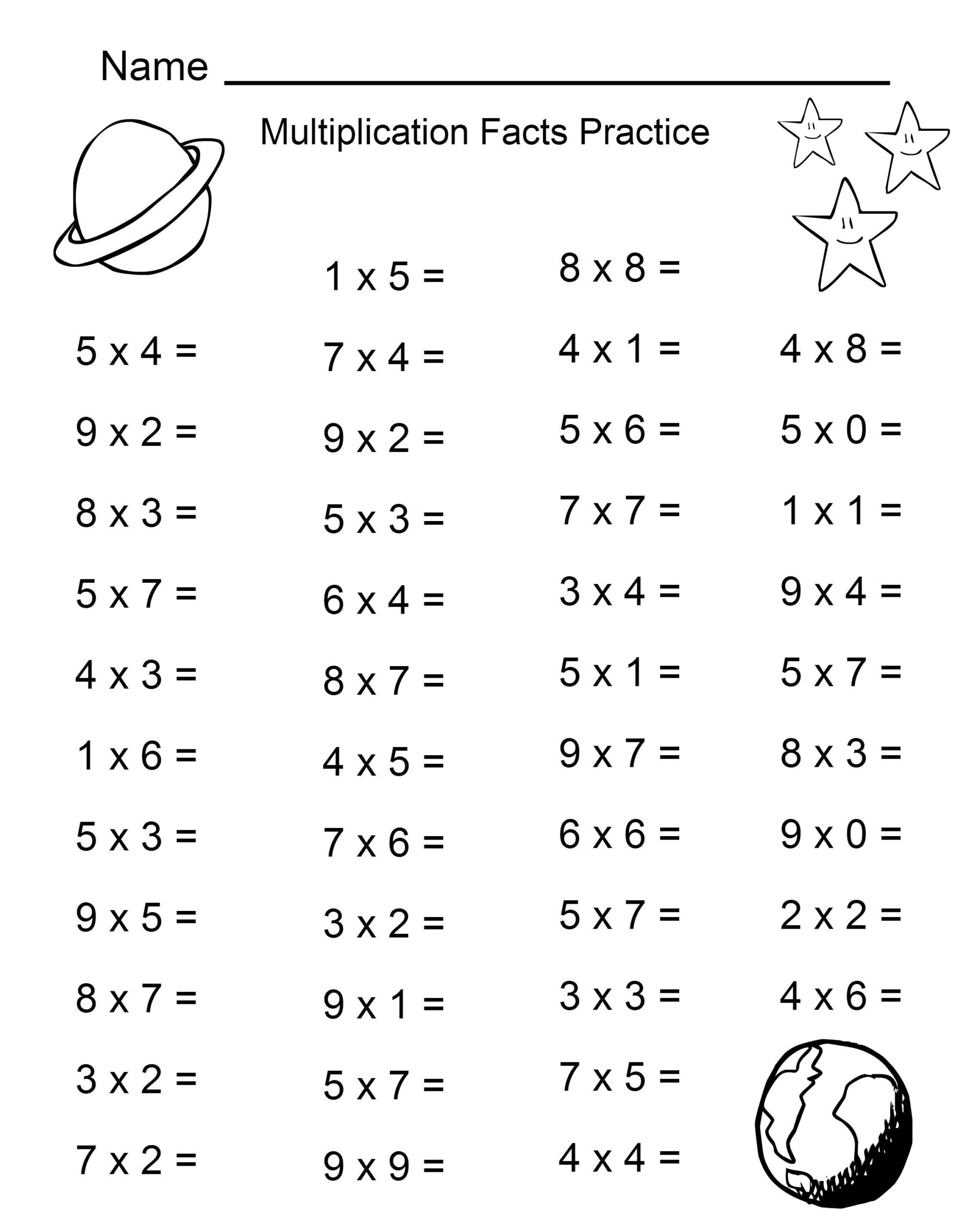 Free Multiplication Facts Practice Worksheets | Printable Shelter throughout Free Printable Math Practice Sheets