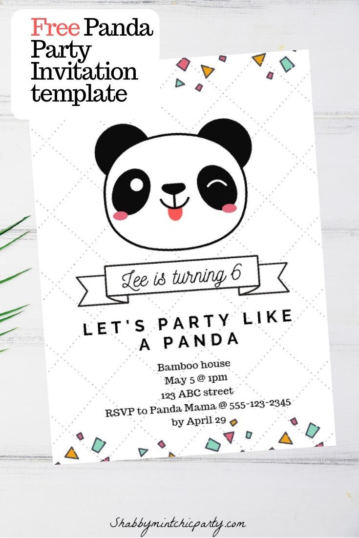 Free Panda Party Invitation Template + Video Tutorial | Panda for Panda Bear Invitations Free Printable