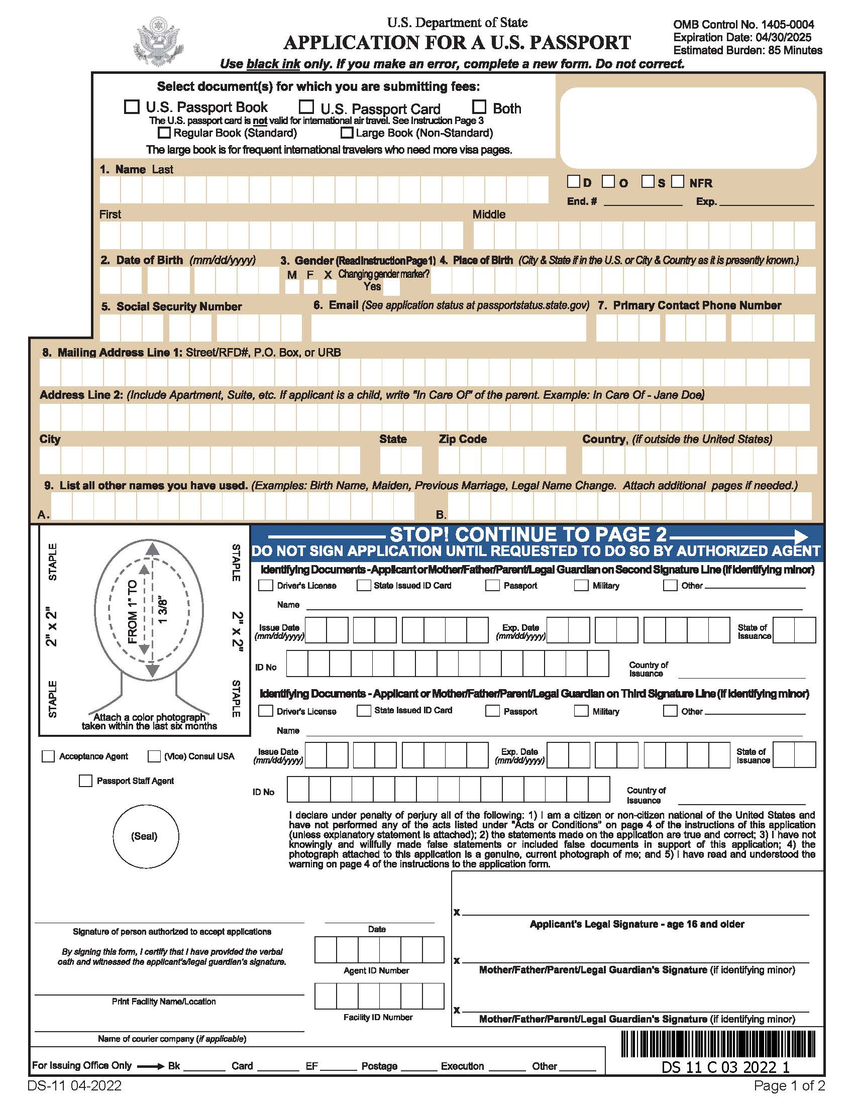 Free Passport Application (Form Ds-11) | Apply For A New Passport within Free Printable Ds 11 Form