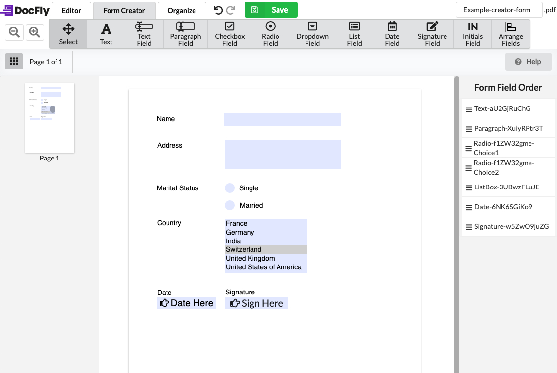 Free Pdf Form Creator - Create Pdf Forms Online | Docfly with Free Printable Form Maker