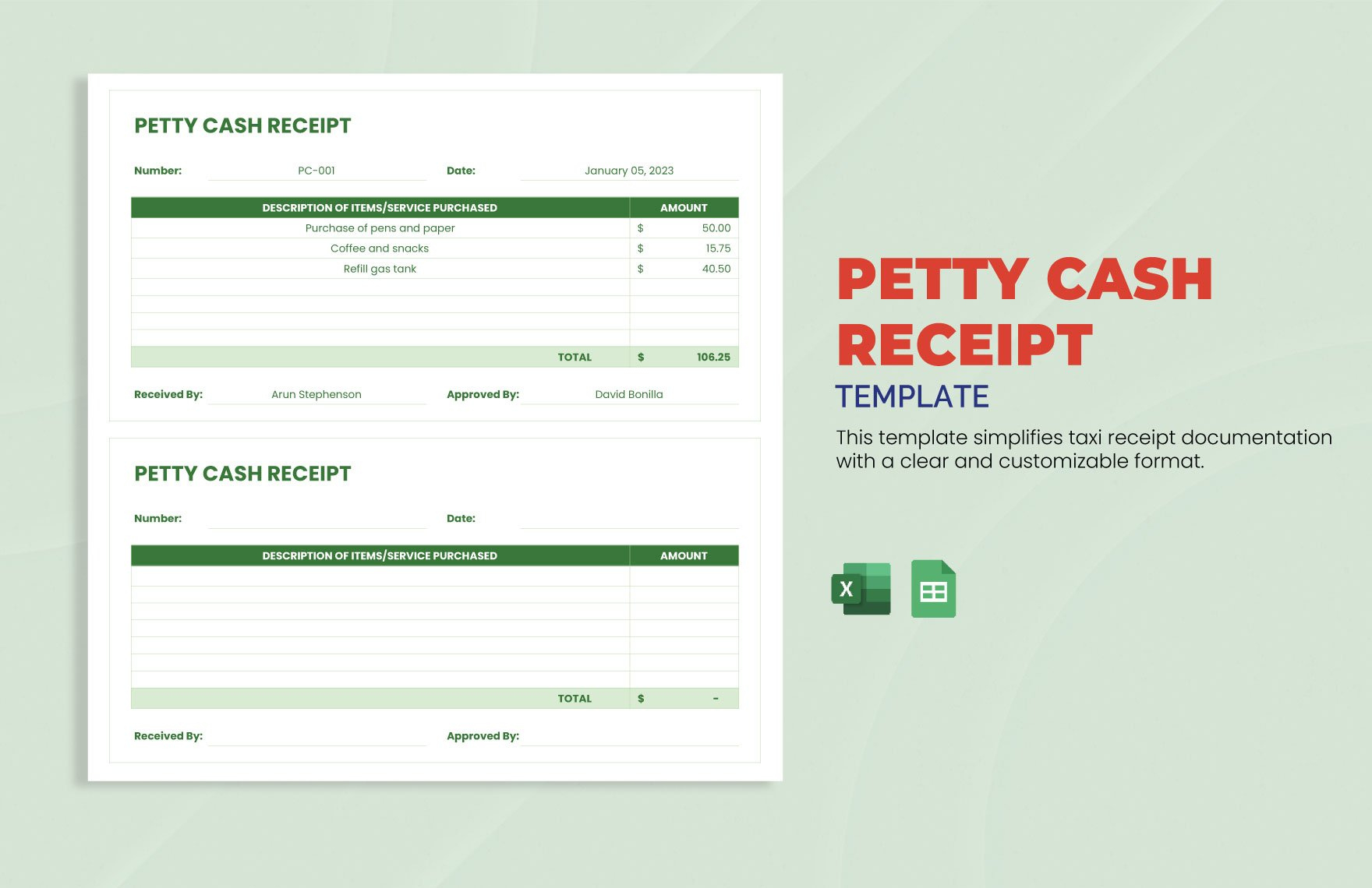 Free Petty Cash Template - Download In Word, Google Docs, Excel pertaining to Free Printable Petty Cash Voucher