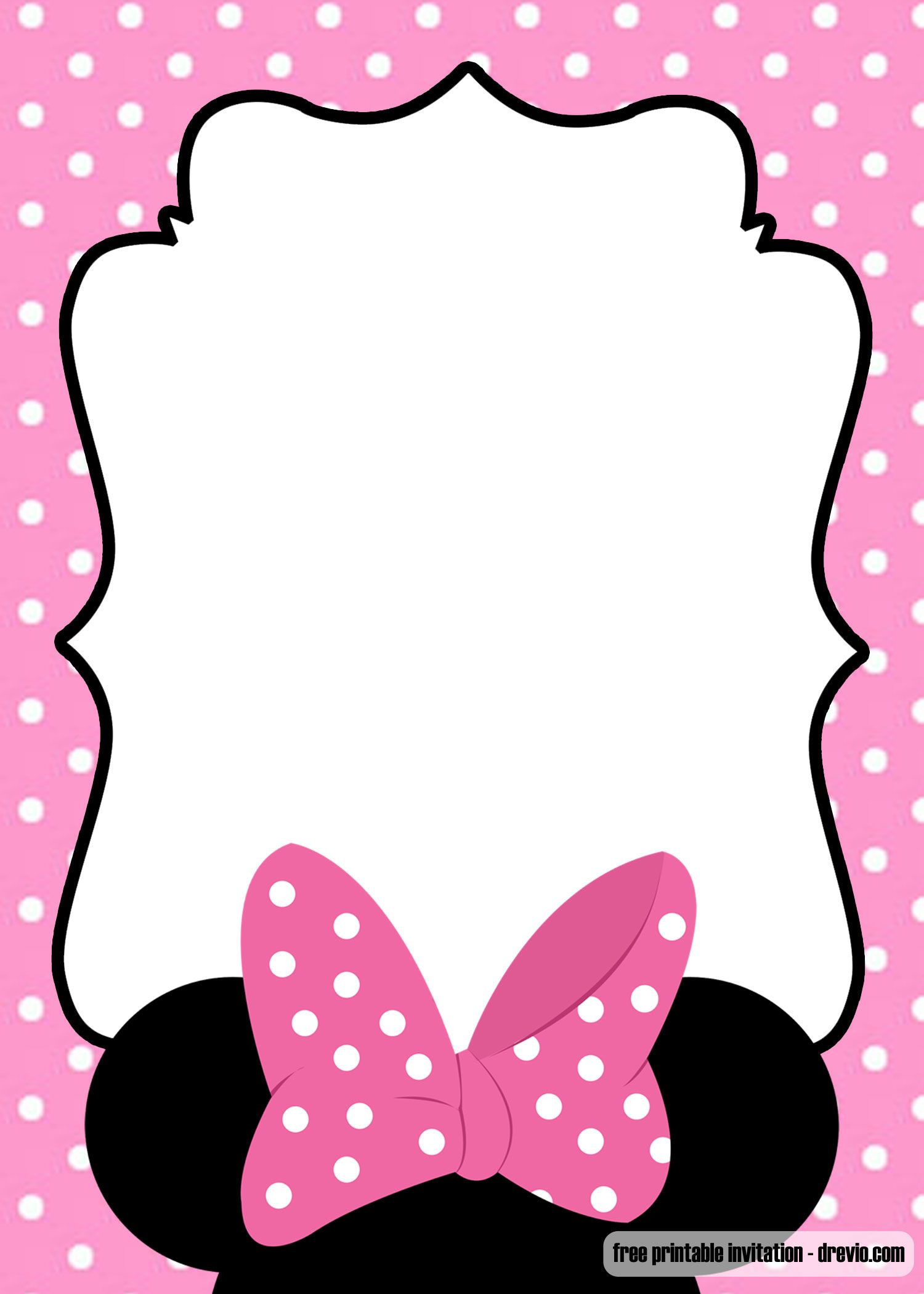 Free Polka Dot Pink Minnie Mouse Invitation Template | Minnie within Free Printable Polka Dot Birthday Party Invitations