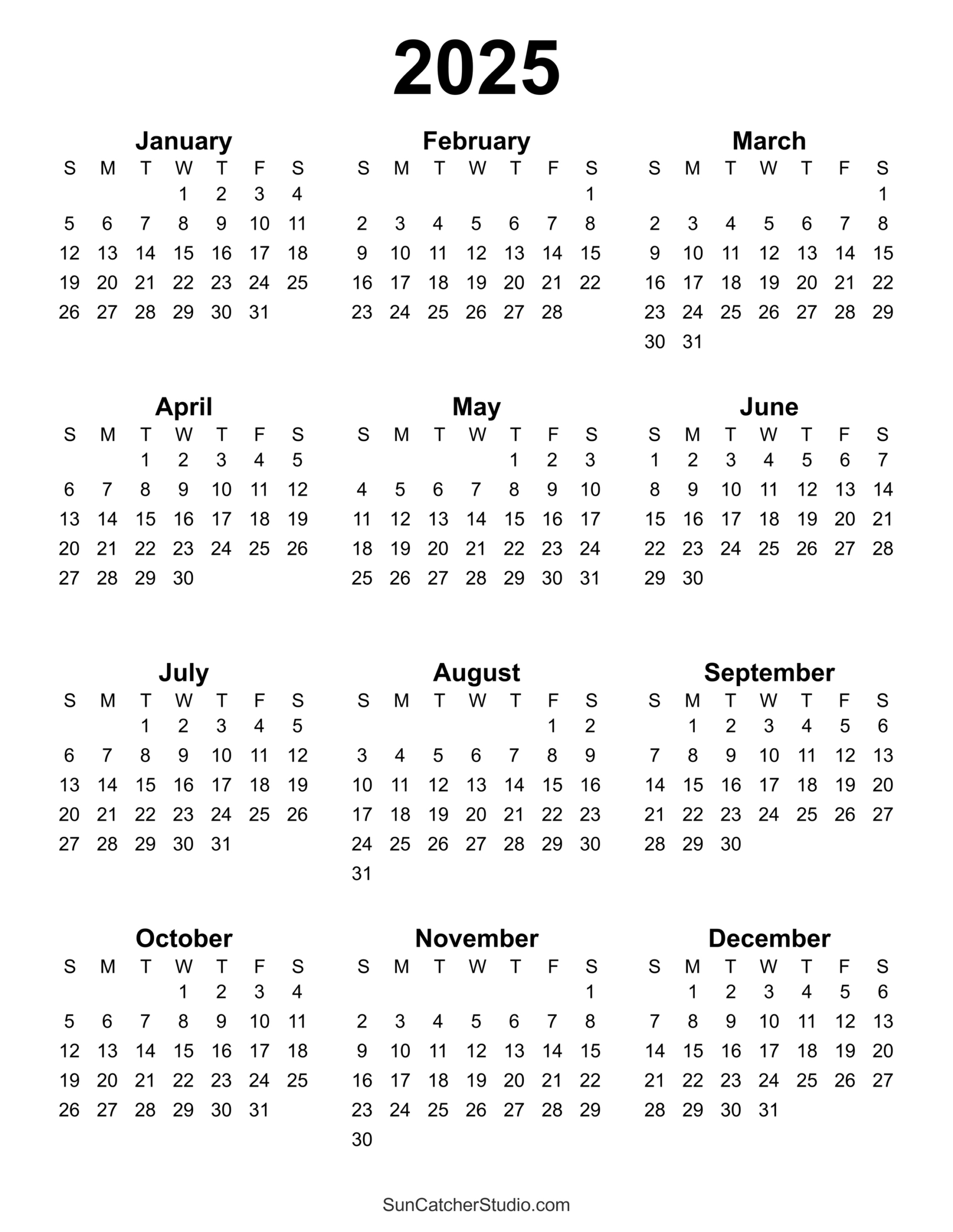 Free Printable 2025 Yearly Calendar – Diy Projects, Patterns regarding Free Printable Agenda 2025