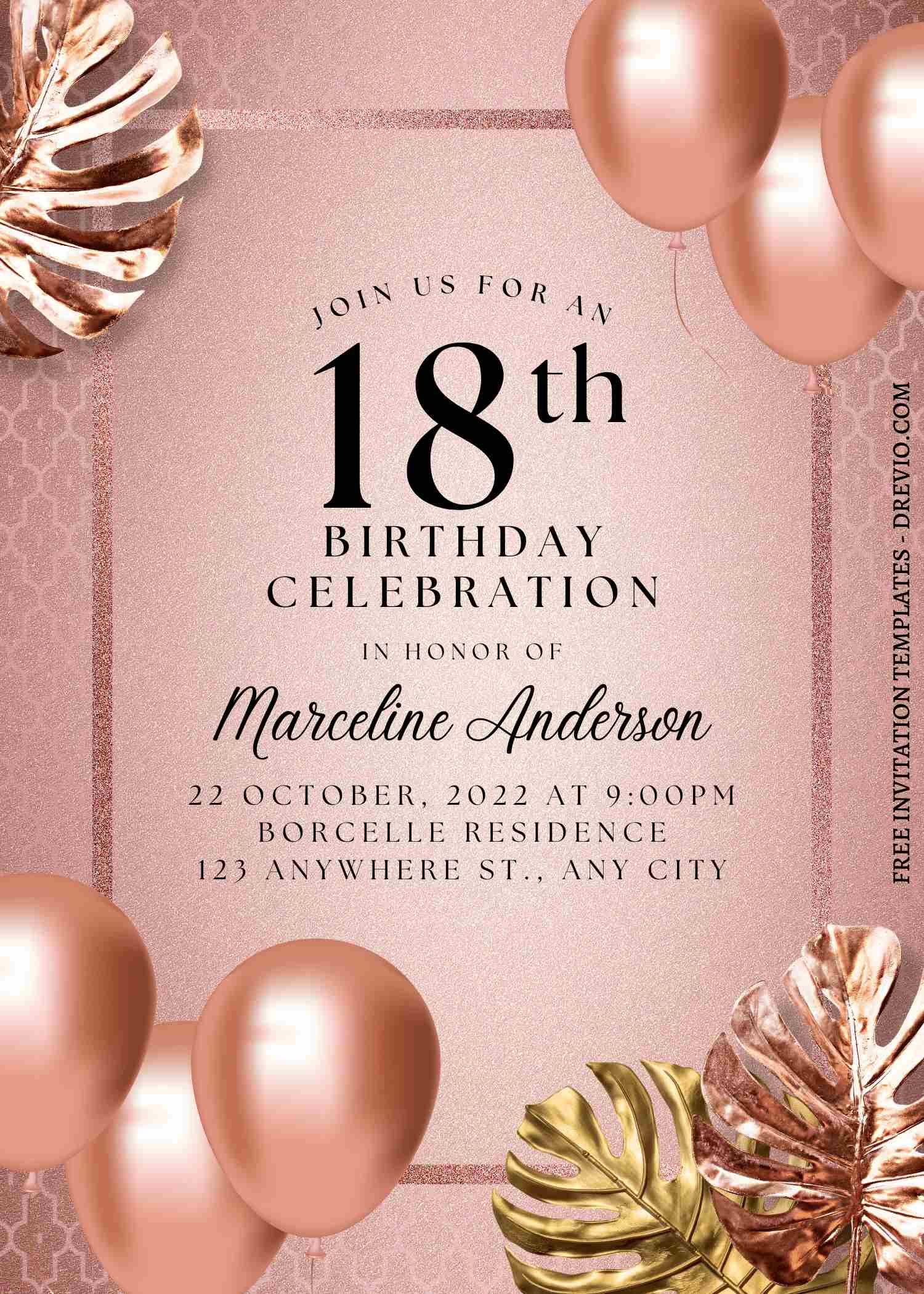 Free Printable – 7+ Enchanted Greenery Canva Birthday Invitation with Free Printable 18Th Birthday Invitations