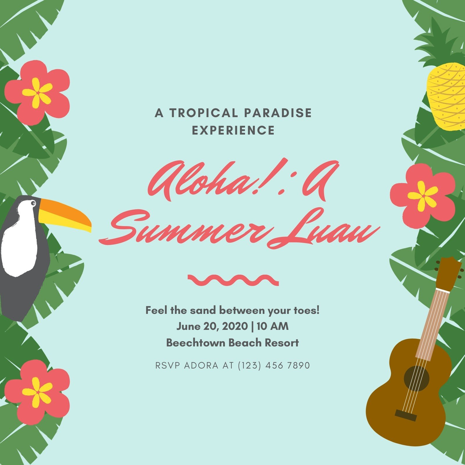 Free, Printable And Customizable Luau Invitation Templates | Canva pertaining to Free Printable Luau Flyers