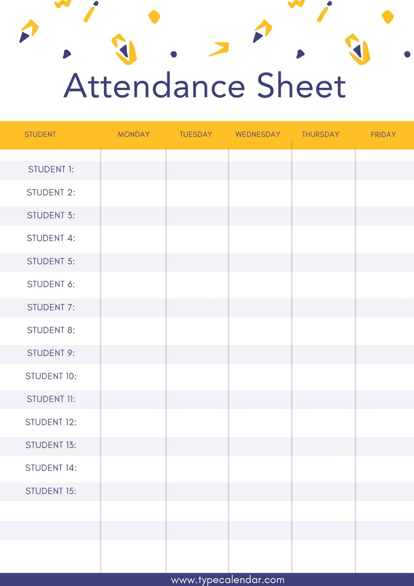 Free Printable Attendance Sheet Templates [Word, Excel, Pdf] in Free Printable Attendance Forms For Teachers