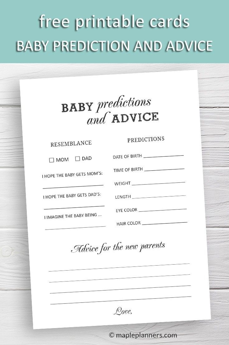 Free Printable Baby Prediction And Advice Cards | Baby Shower within Baby Prediction And Advice Cards Free Printable