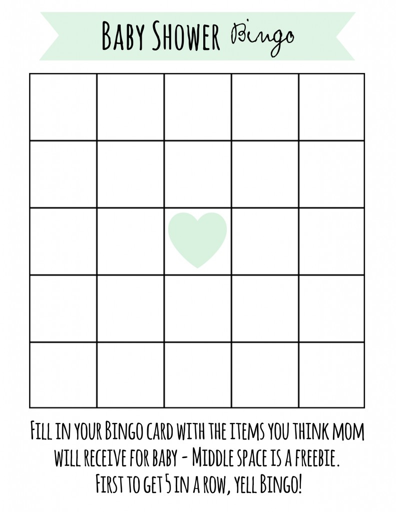 Free Printable Baby Shower Bingo for Baby Bingo Free Printable