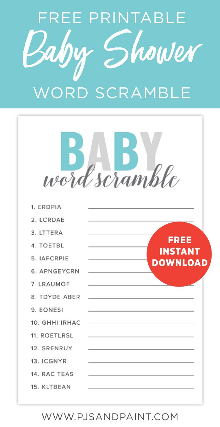 Free Printable Baby Shower Games - Baby Shower Word Scramble | Boy for Free Printable Baby Shower Games Word Scramble