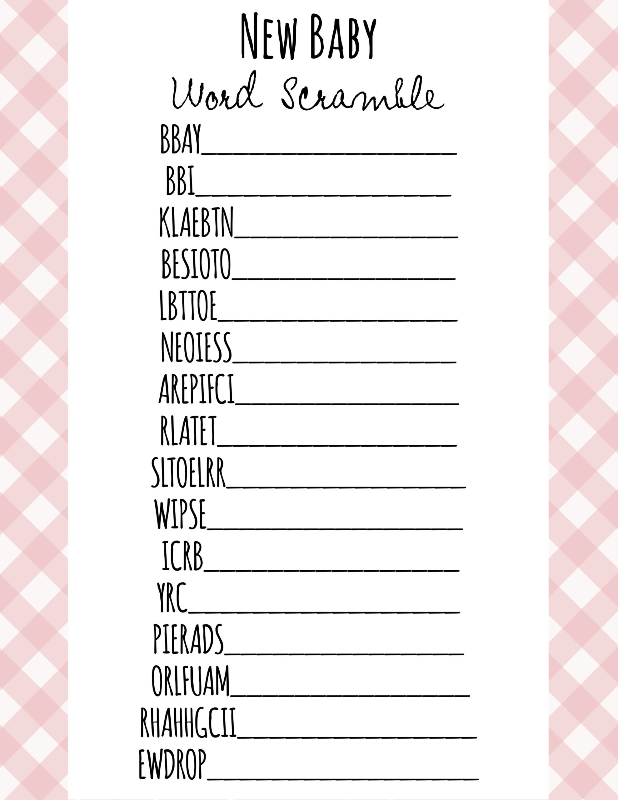 Free Printable Baby Shower Games - Download Instantly! intended for Free Baby Shower Games Printable Worksheets