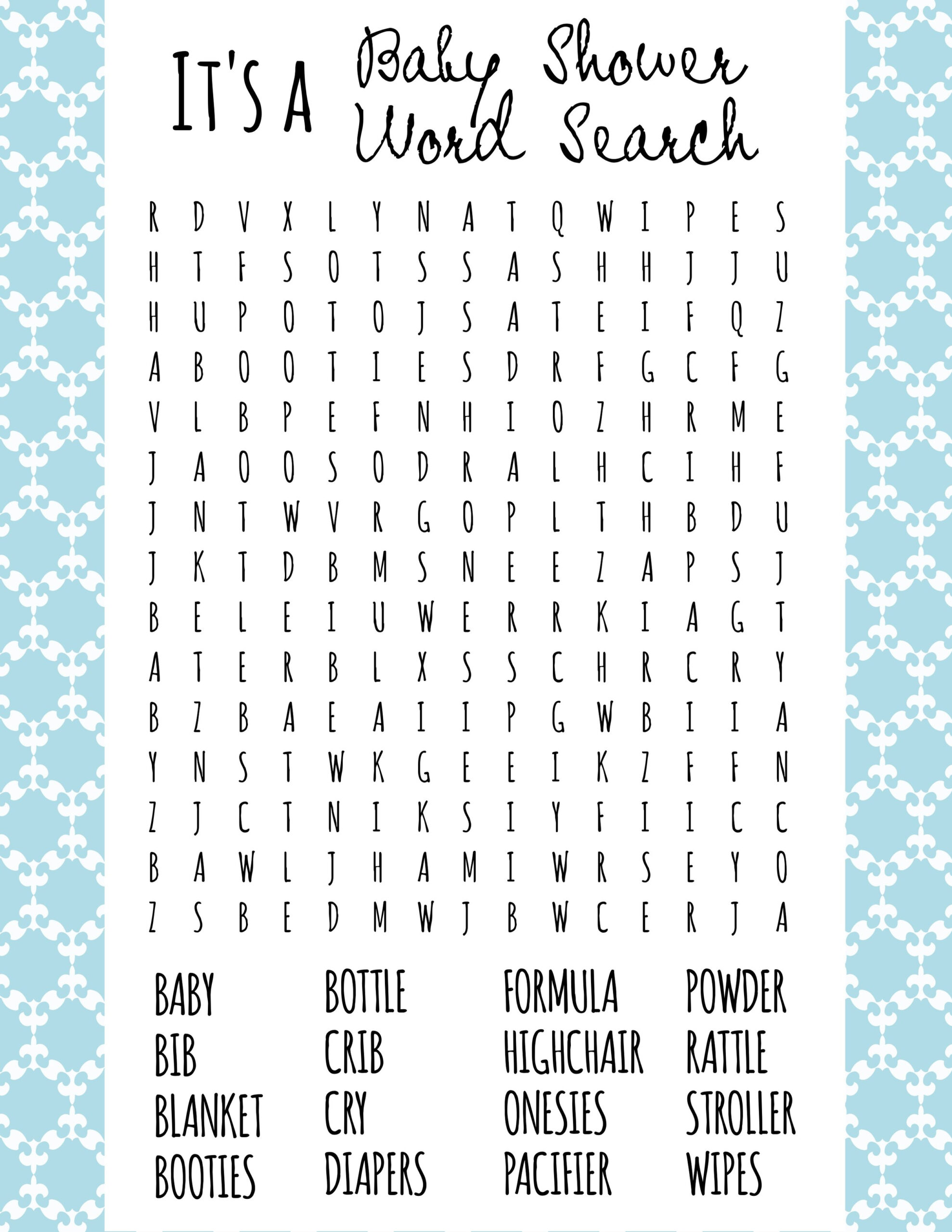 Free Printable Baby Shower Games - Download Instantly! intended for Free Printable Templates for Baby Shower Games