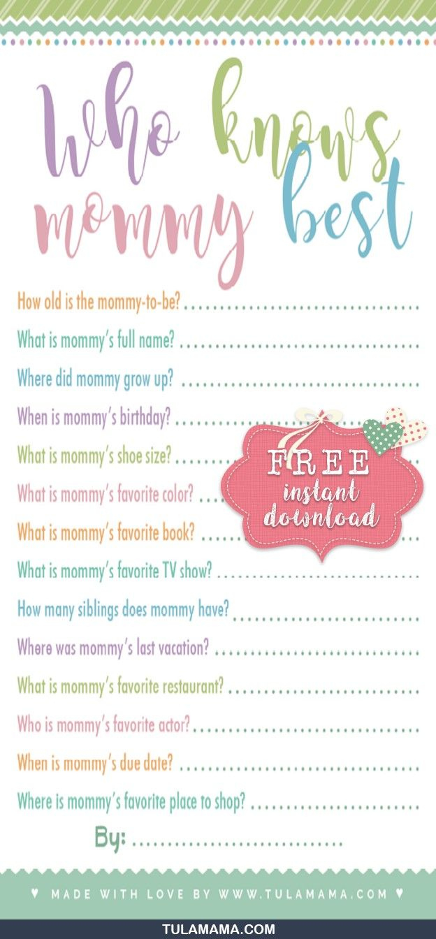 Free Printable Baby Shower Games Who Knows Mommy The Best | Free inside Free Printable Baby Shower Games Who Knows Mommy The Best