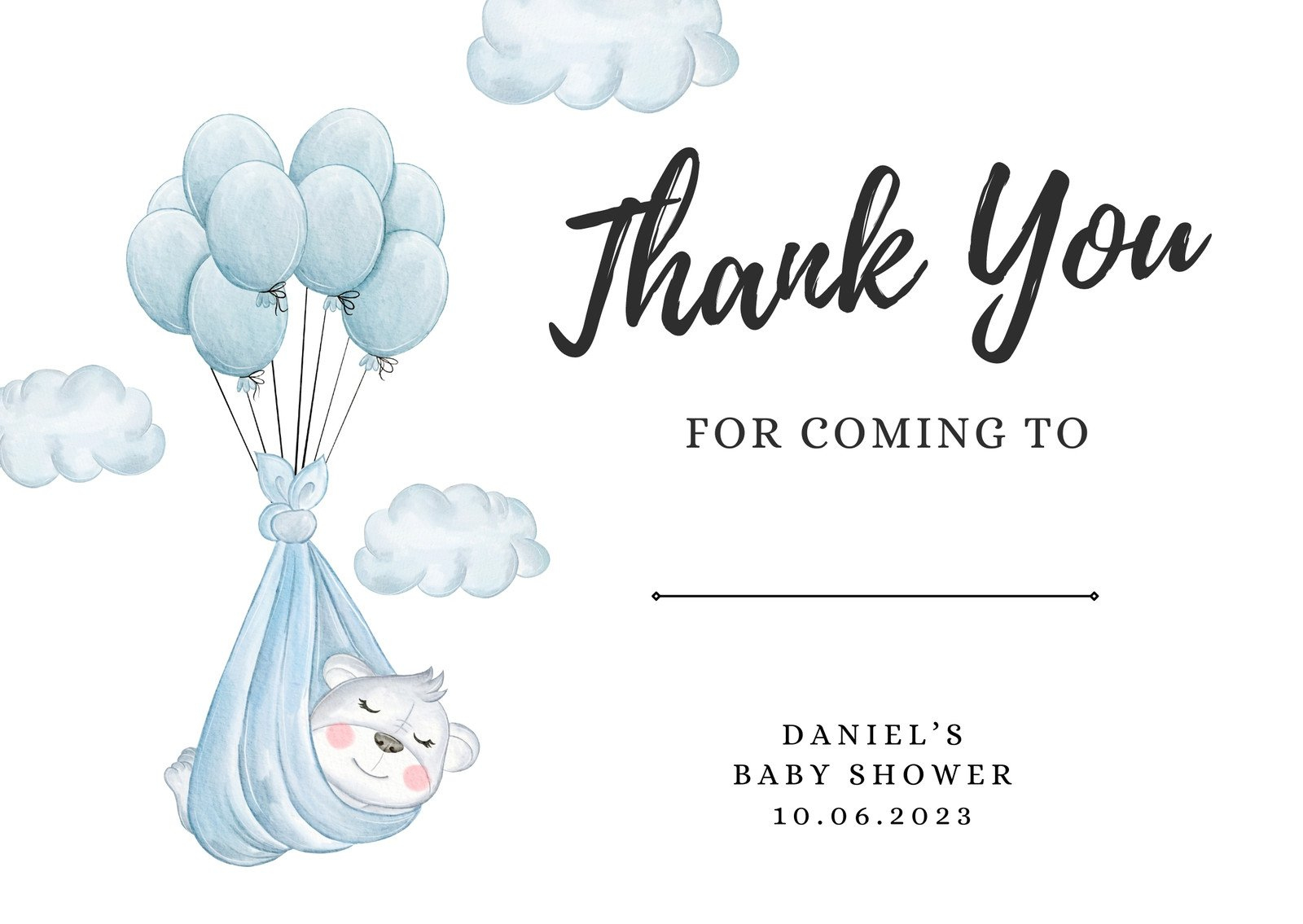 Free Printable Baby Shower Thank You Card Templates | Canva with Free Printable Baby Shower Thank You Cards