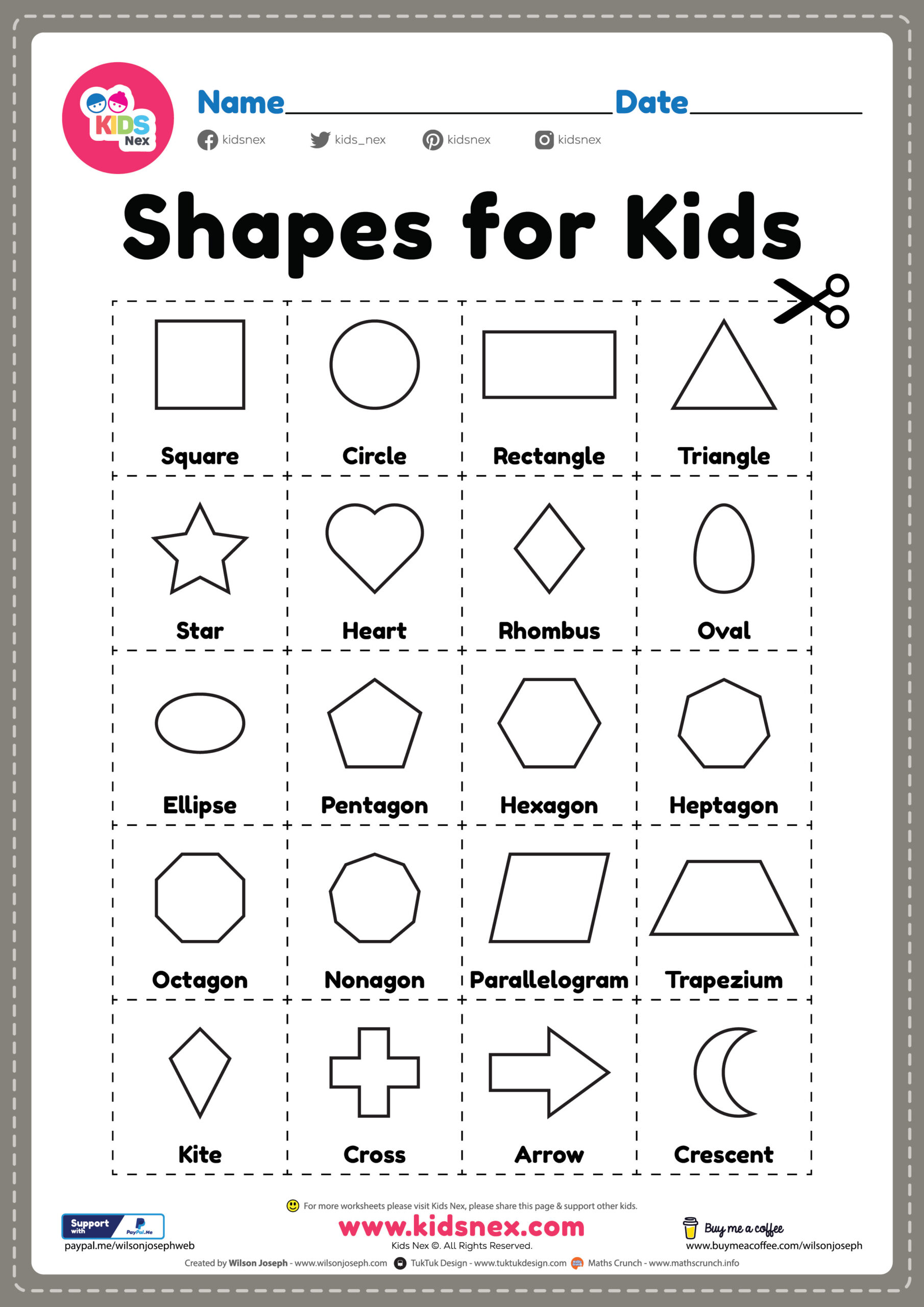 Free Printable Basic Shapes For Kids - Flash Cards Cutting in Free Printable Shapes Worksheets