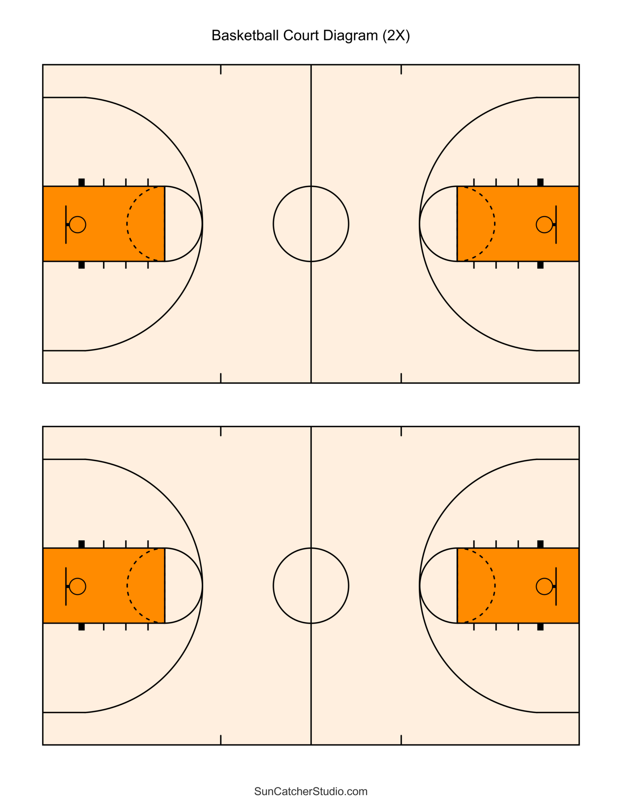 Free Printable Basketball Court Diagrams &amp;amp; Layout – Diy Projects in Free Printable Basketball Court