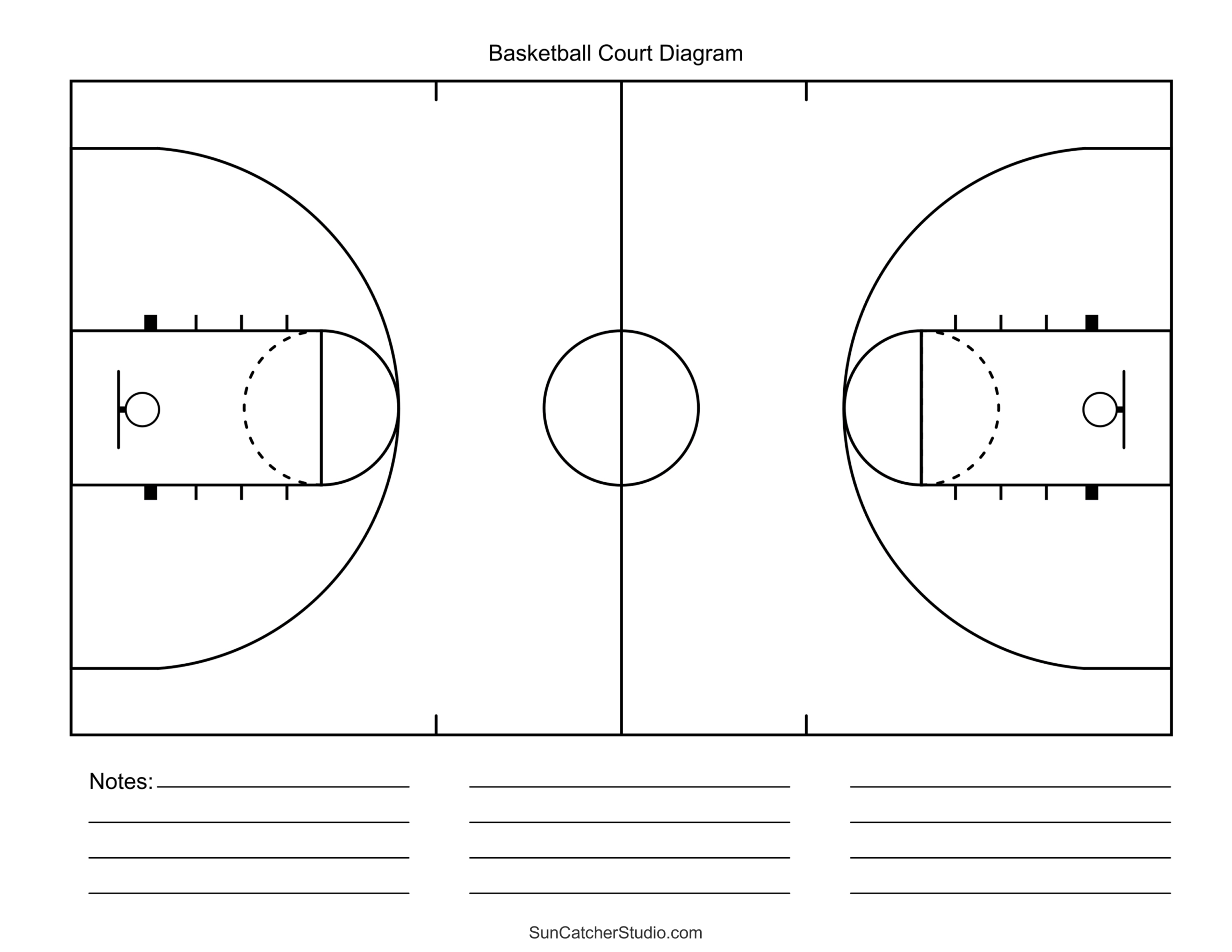 Free Printable Basketball Court Diagrams &amp;amp; Layout – Diy Projects pertaining to Free Printable Basketball Court