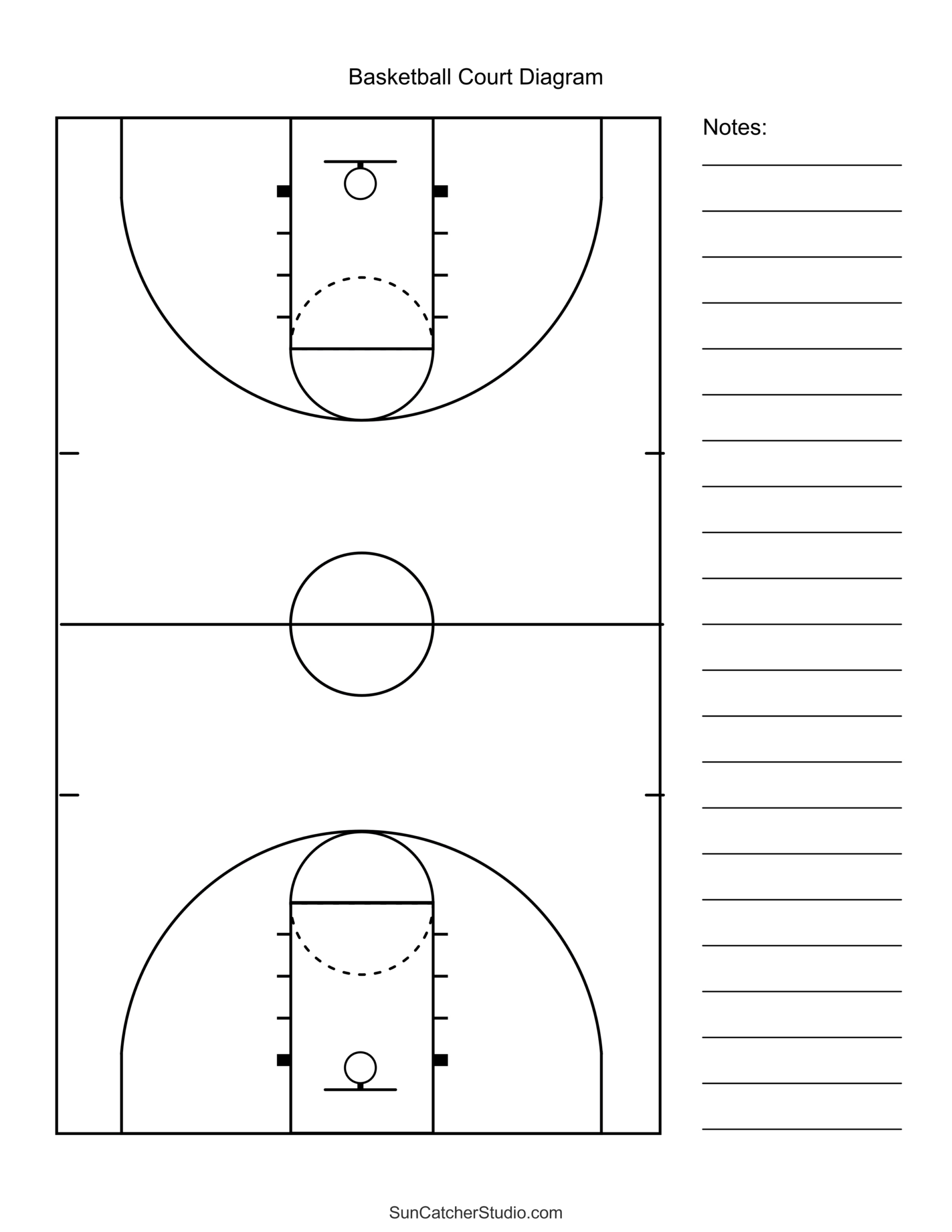 Free Printable Basketball Court Diagrams &amp;amp; Layout – Diy Projects throughout Free Printable Basketball Court