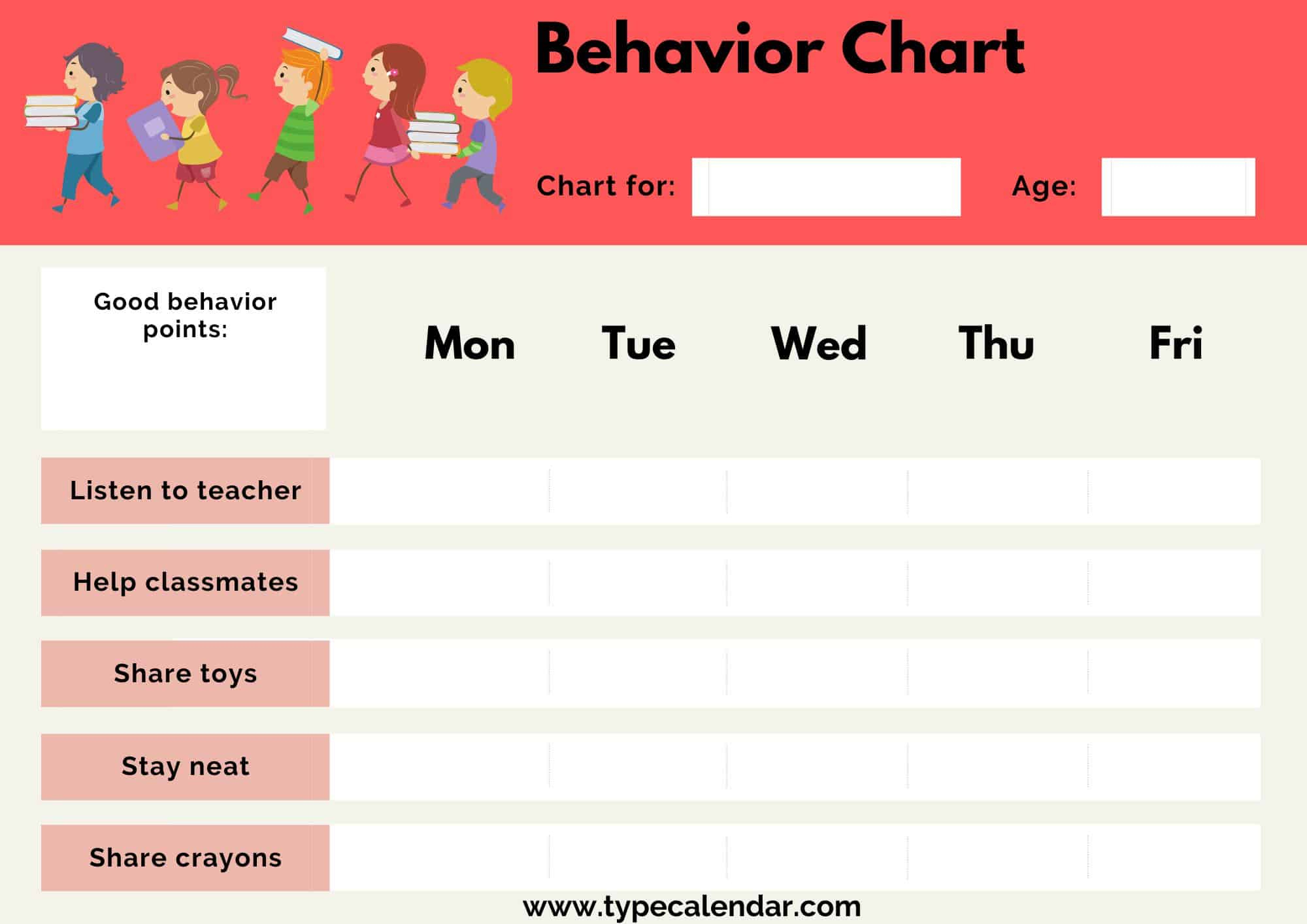 Free Printable Behavior Chart Templates [Pdf, Word, Excel] within Free Printable Charts for Teachers