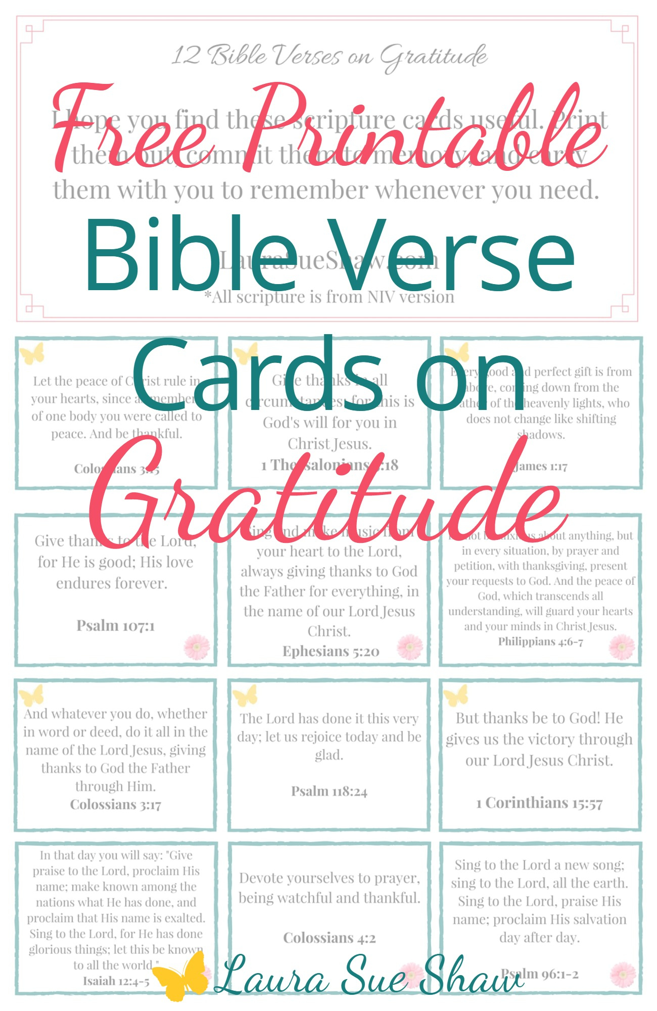 Free Printable Bible Verse Cards On Gratitude - Laura Sue Shaw intended for Free Printable Bible Verse Cards