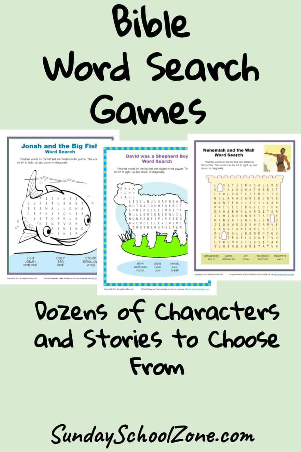 Free, Printable Bible Word Search Activities On Sunday School Zone with Free Printable Bible Games For Kids