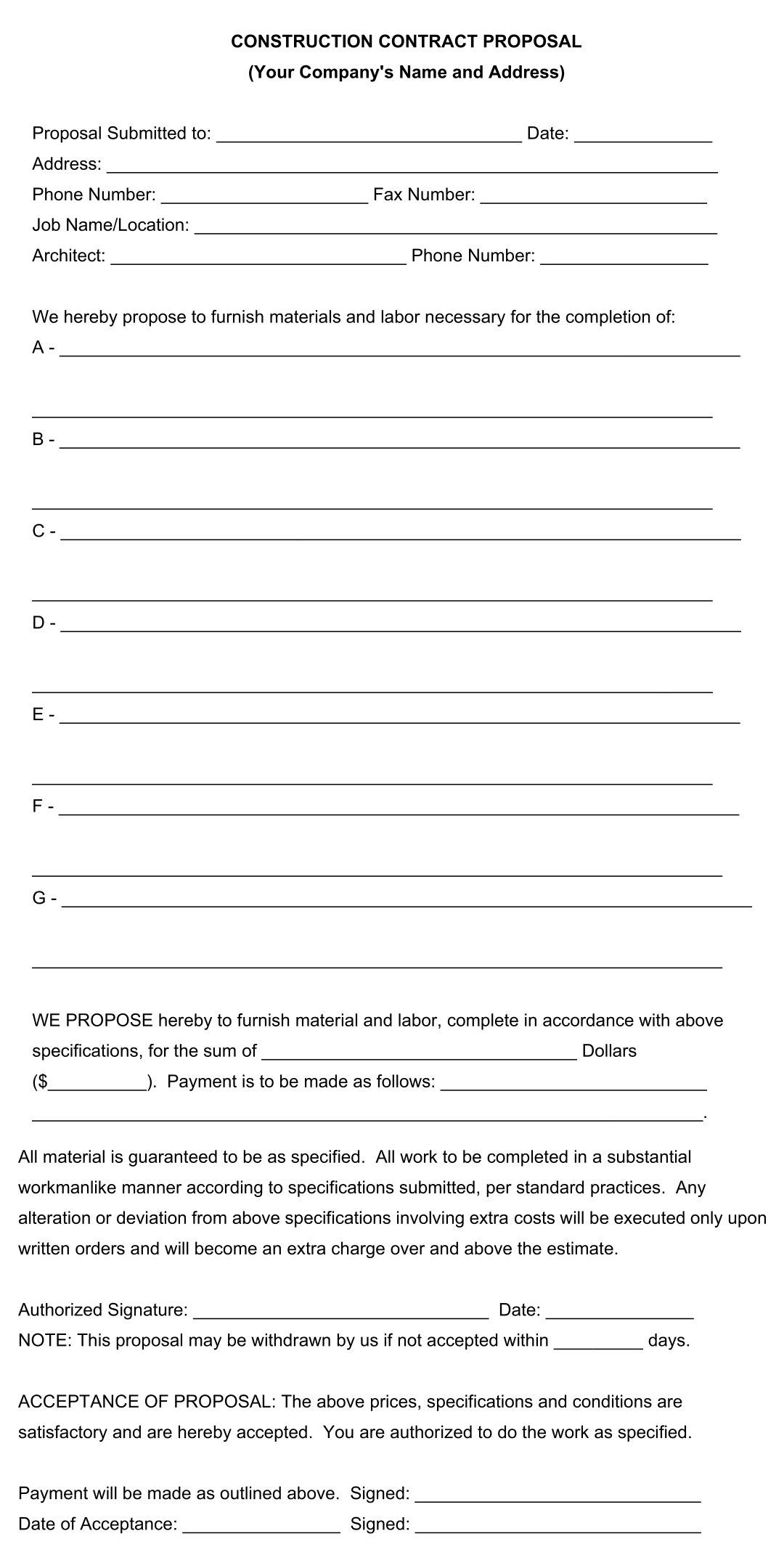 Free Printable Bid Proposal Templates | Printablee | Proposal within Free Printable Proposal Forms