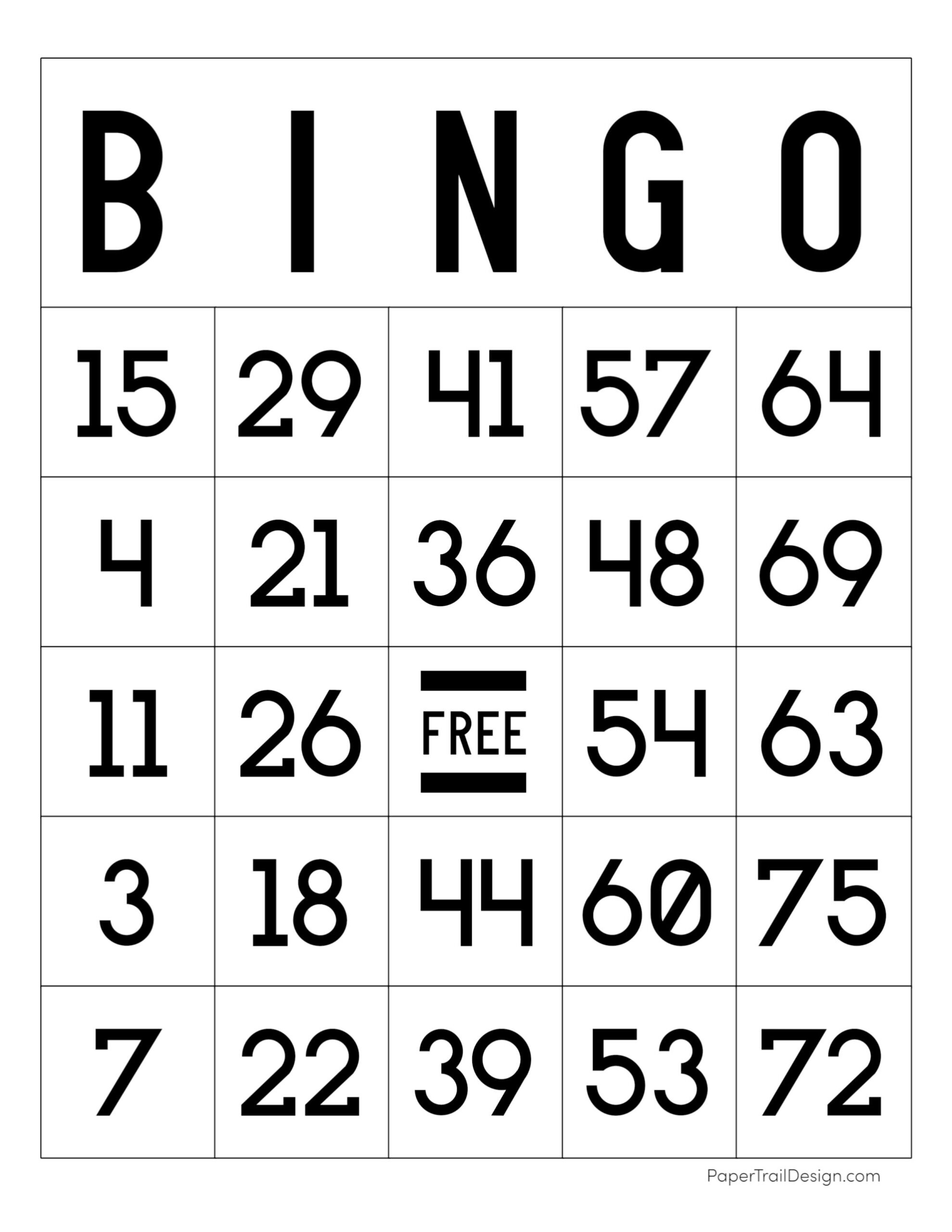 Free Printable Bingo Cards - Paper Trail Design intended for Free Printable Bingo Cards 1-100